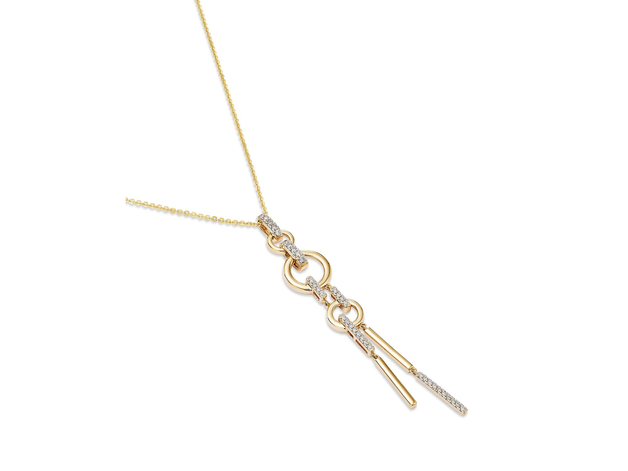 Diamond Linear Statement Pendant Necklace in 14K Yellow Gold, 0.35 tcw — Image 3