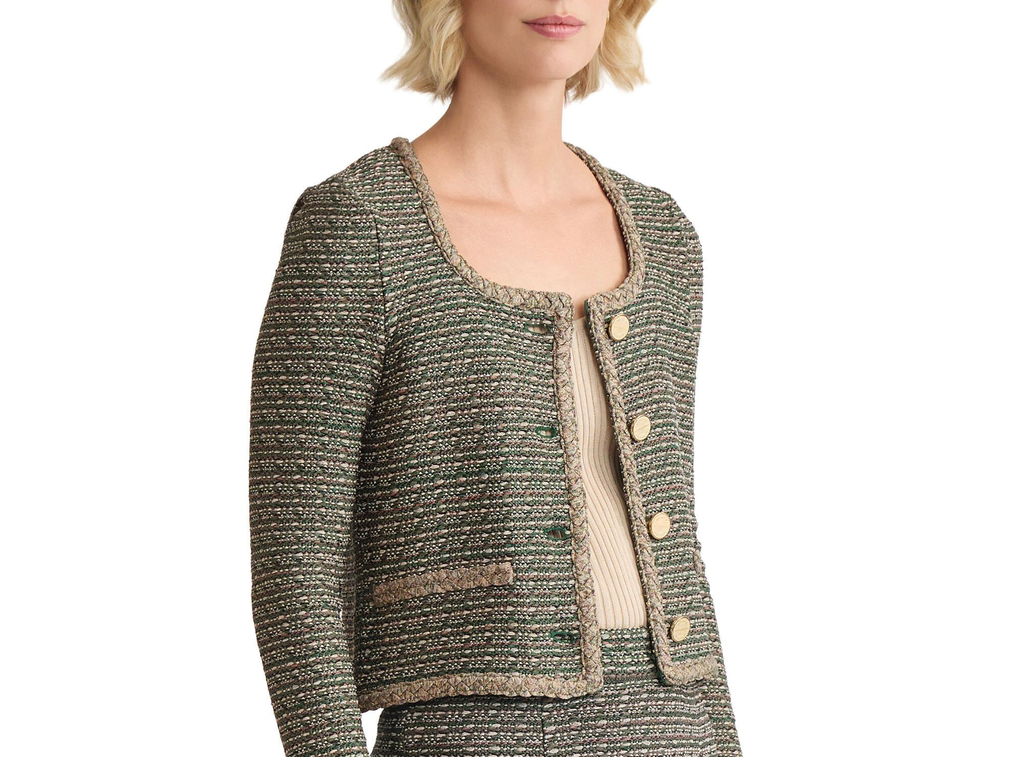 Heritage Lurex Braided Trim Tweed Knit Jacket — Image 3