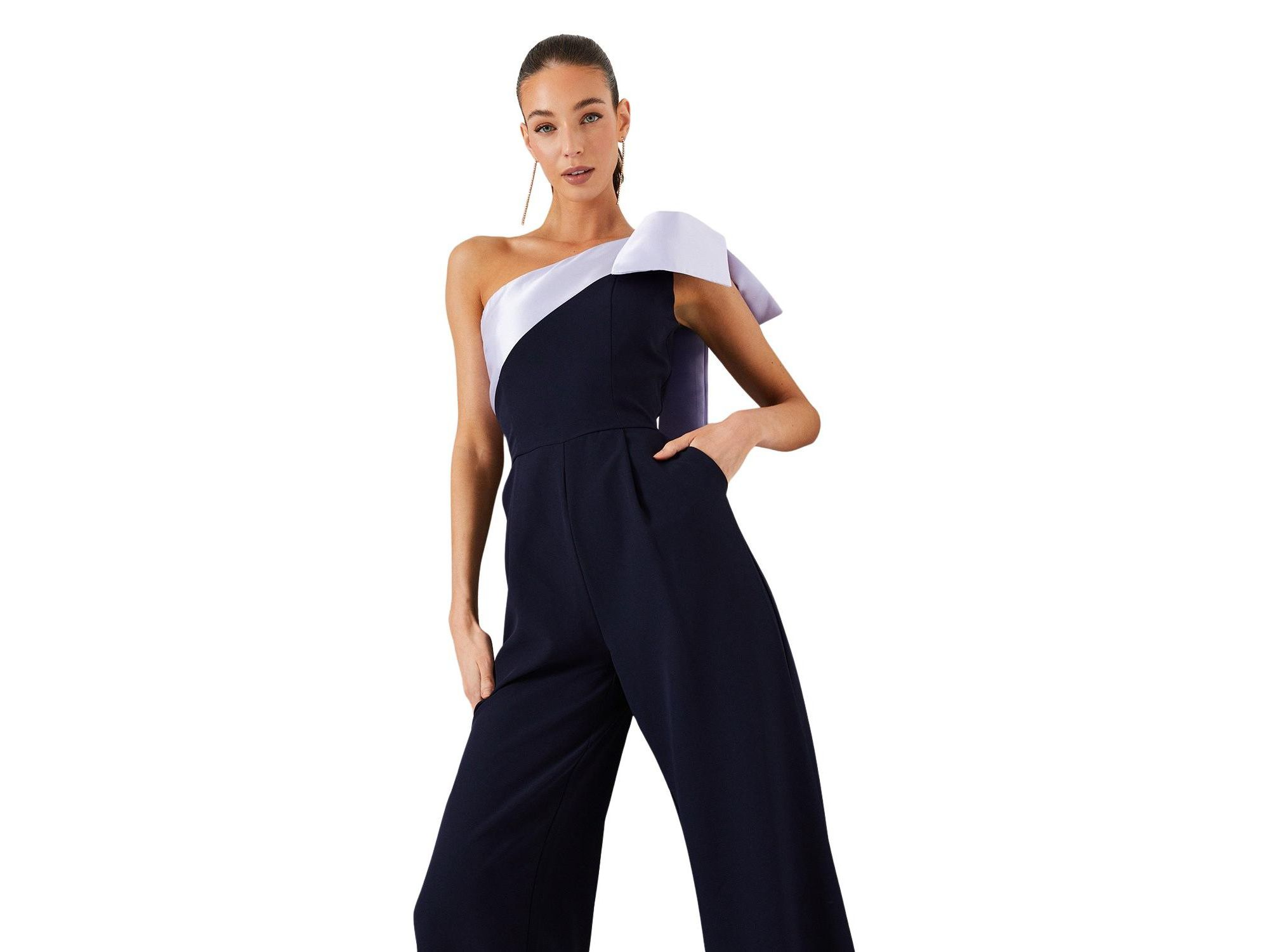 Bow One Shoulder Wide Leg Jumpsuit — Image 3