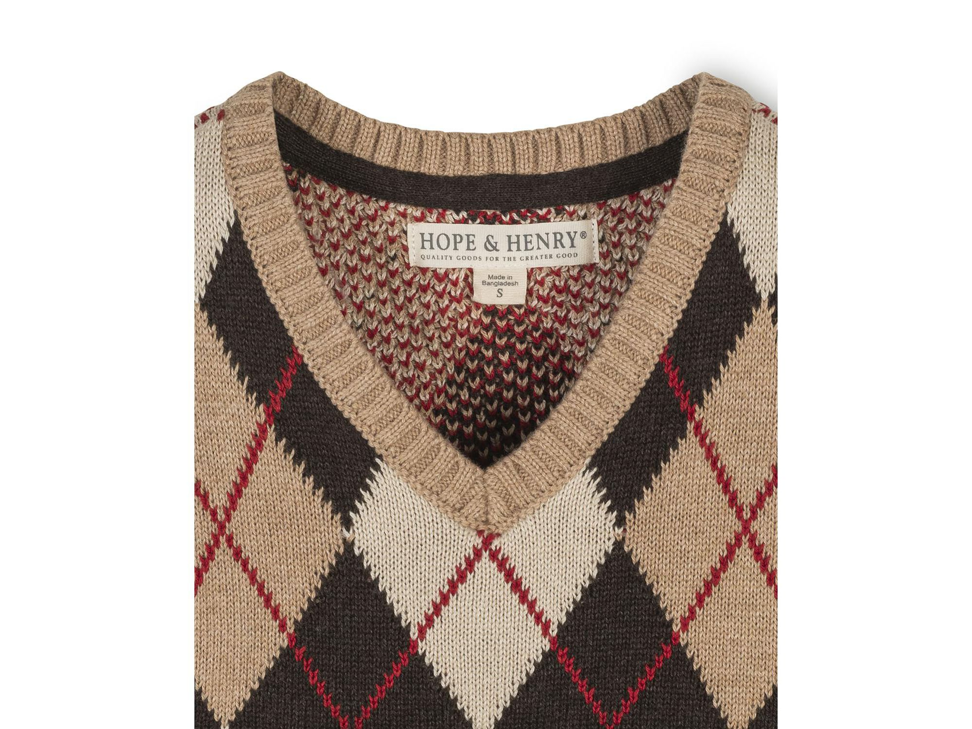 Boys' Organic V-Neck Argyle Sweater Vest - Little Kid, Big Kid — Image 3