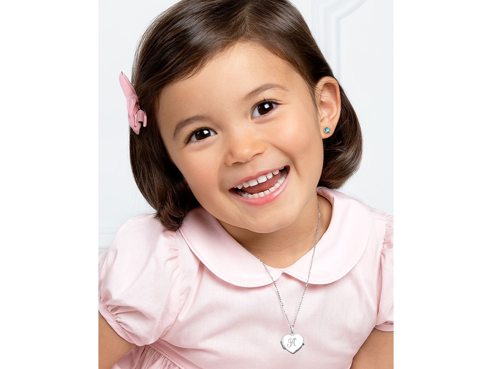 Girls' Sterling Silver Heart Locket & Engraved Initial 14-16" Necklace - Children — Image 3