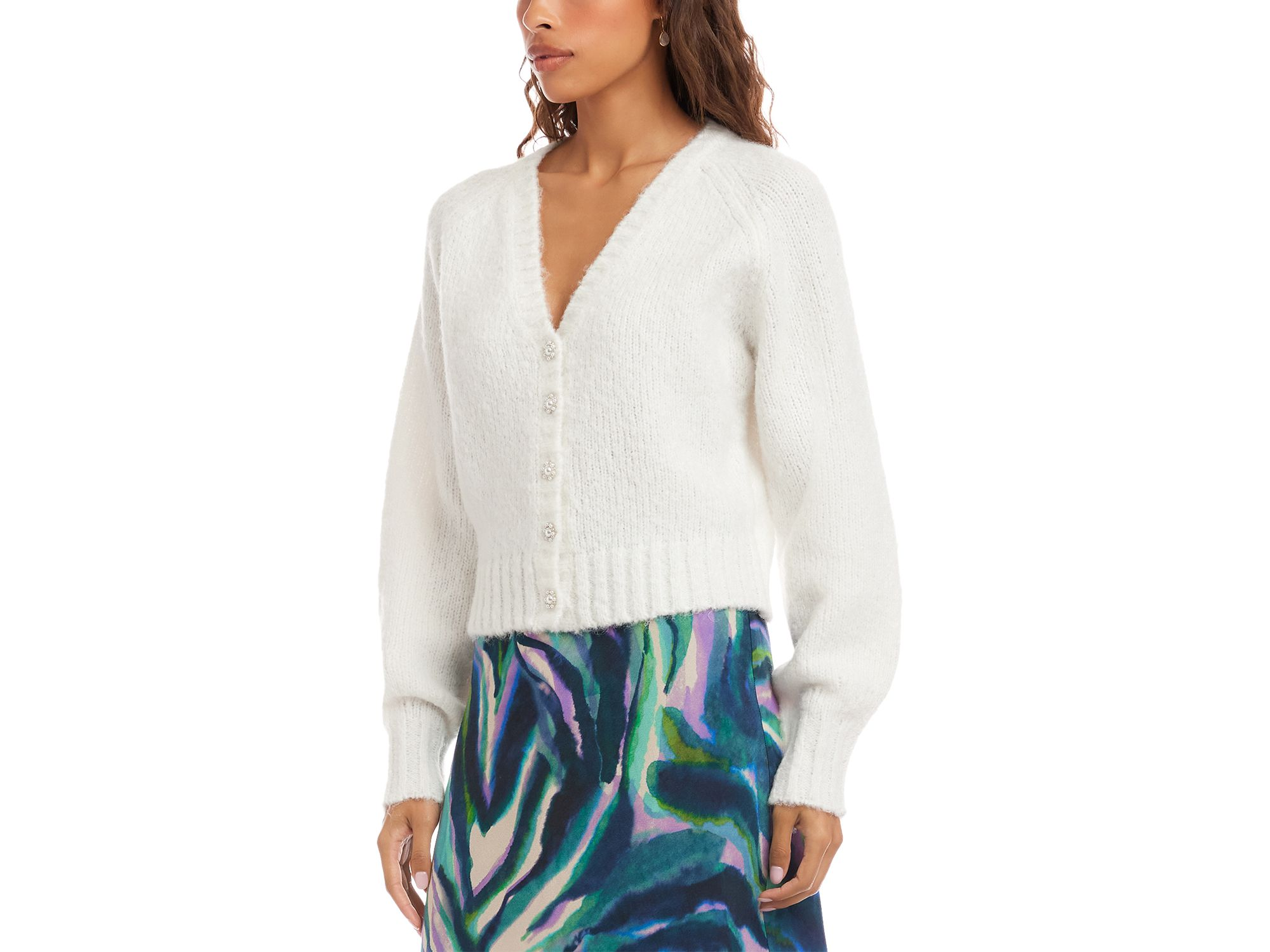Pearl Button Cardigan Sweater — Image 5