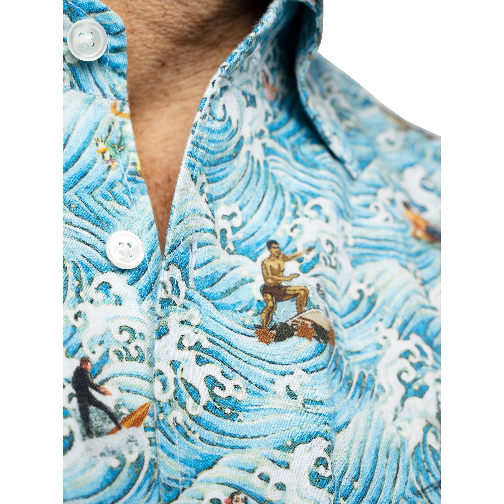 Morgan Surf Print Linen Short Sleeve Shirt — Image 4