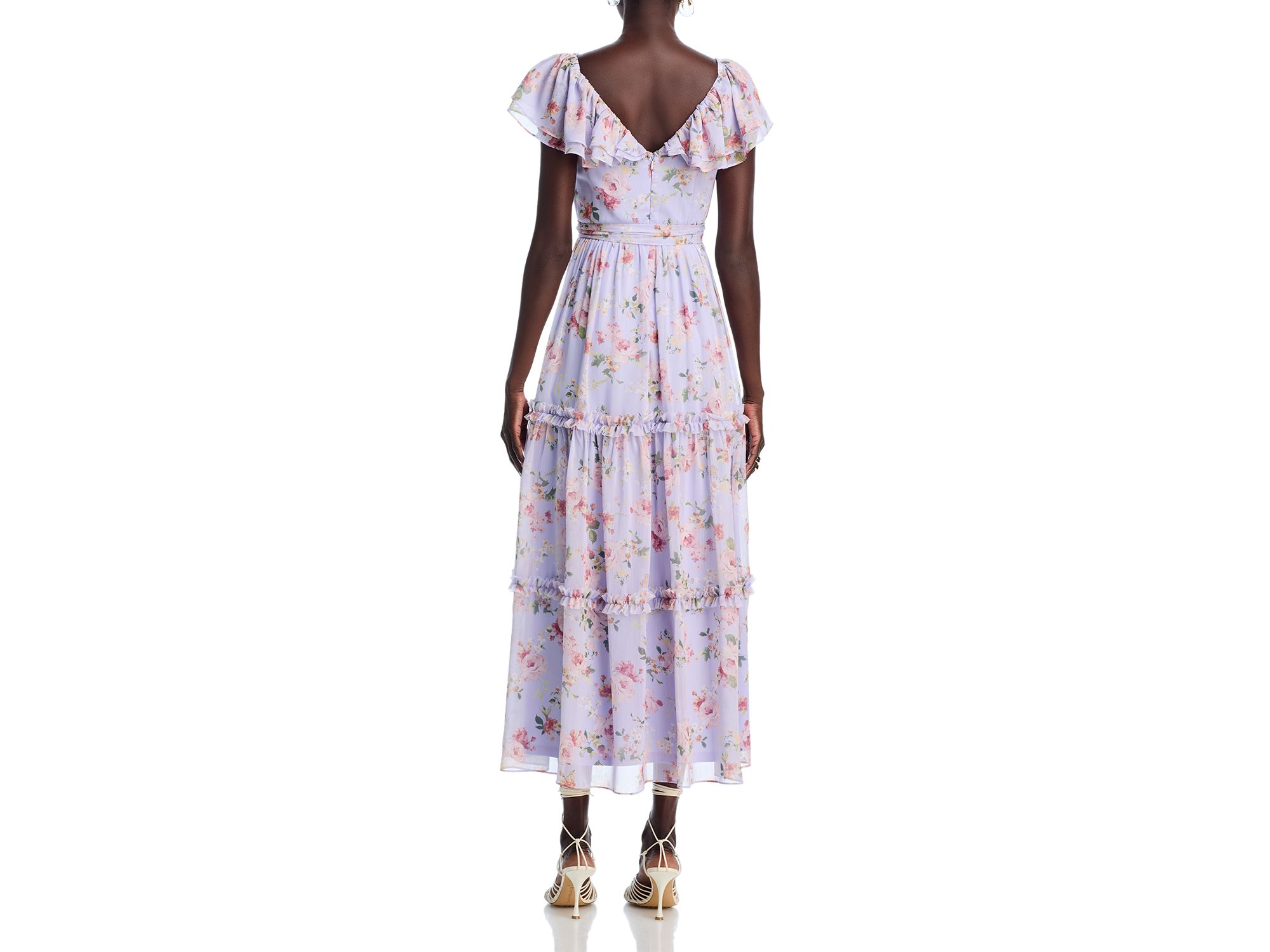 Floral Flutter Sleeve Maxi Dress - Exclusive — Image 4