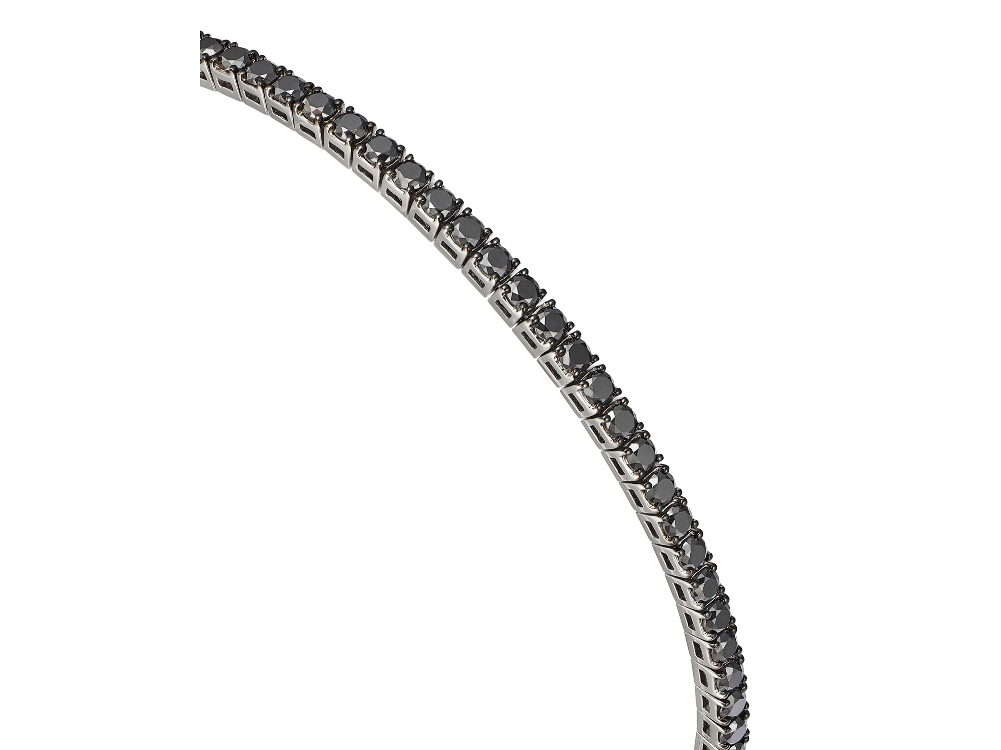 Unisex Black Diamond Bracelet in 14K White Gold, 4.8 tcw — Image 3