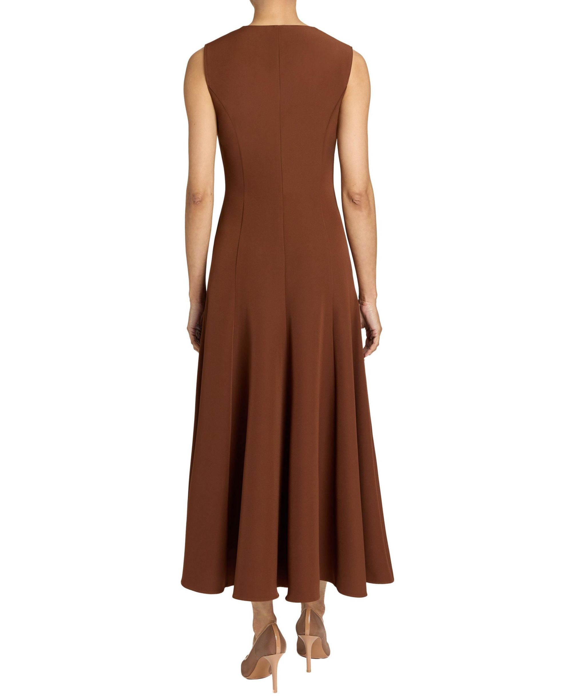 Sunny Sleeveless Midi Dress with Front Zipper in Stretch Crepe — Image 4