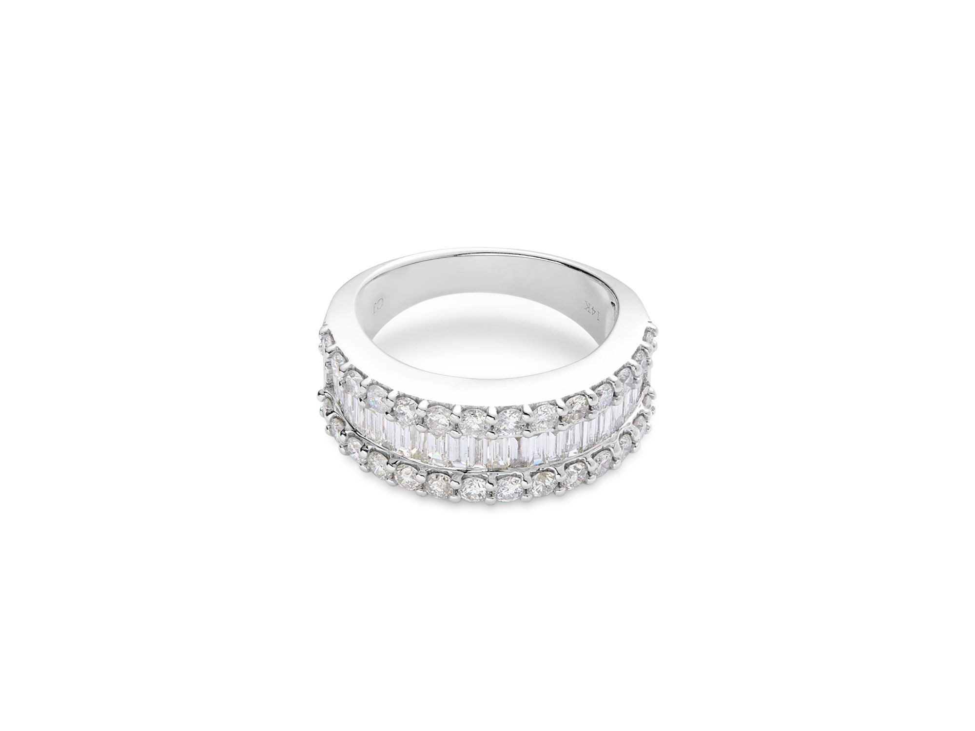 Diamond Baguette & Round Band in 14K White Gold, 2.15 tcw — Image 4