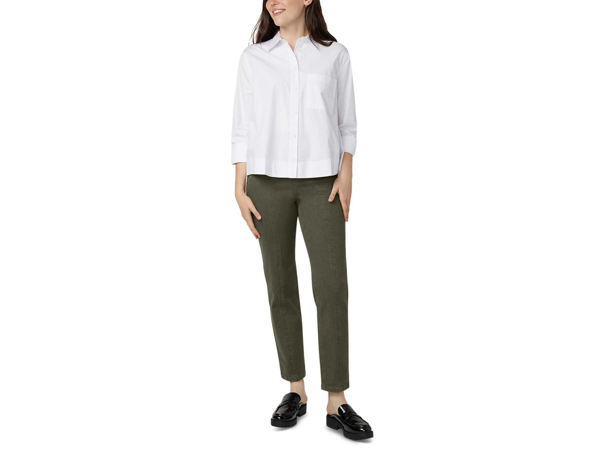 Mid Rise Straight Jeans in Olive Night — Image 7