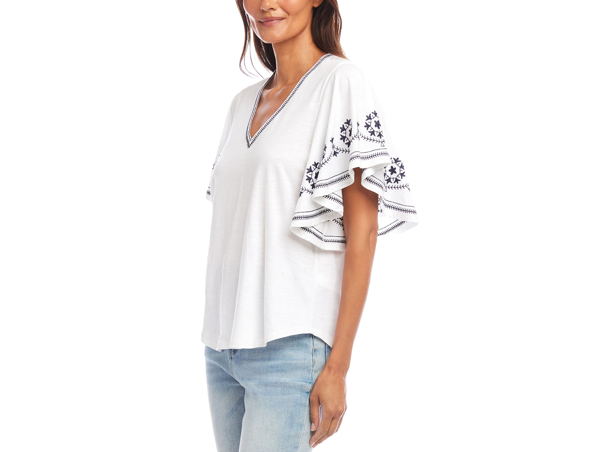 Embroidered Flutter Sleeve Top — Image 9