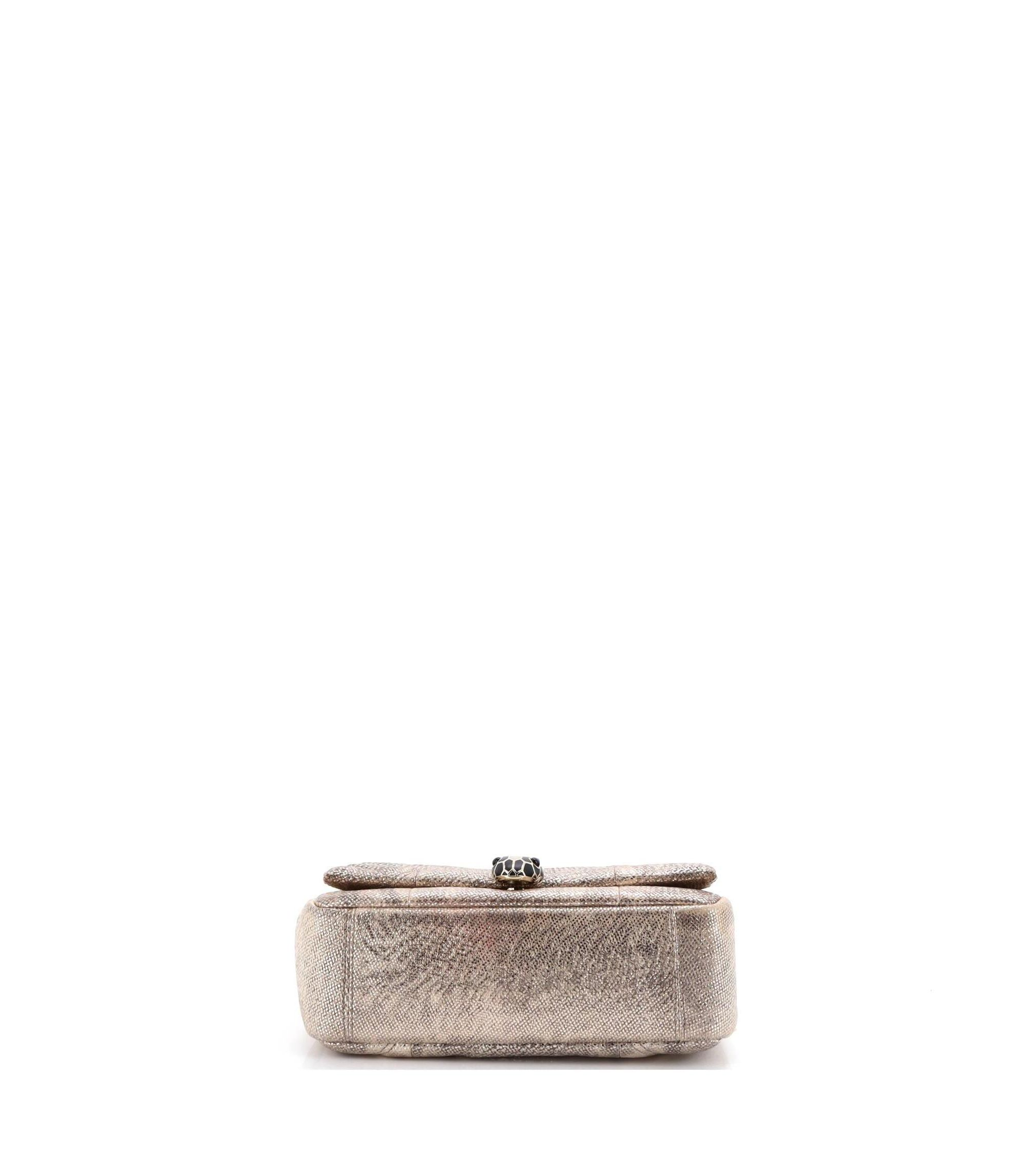 Small Serpenti Cabochon Shoulder Bag Diagonal Quilted Metallic Karung — Image 6