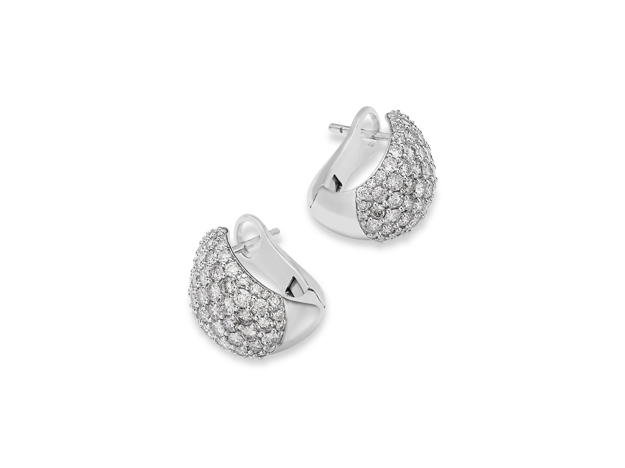Pavé Diamond Huggie Hoop Earrings in 14K White Gold, 2.0 tcw — Image 3