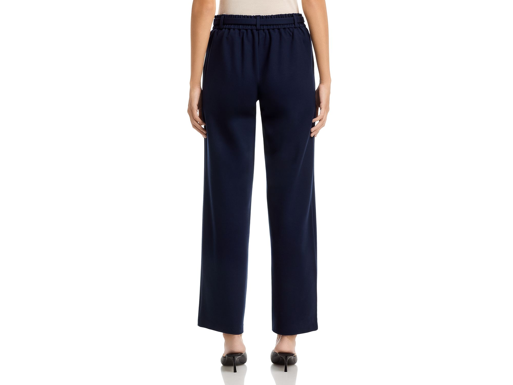 Buckle Belt Elastic Back Wide Leg Pants — Image 4