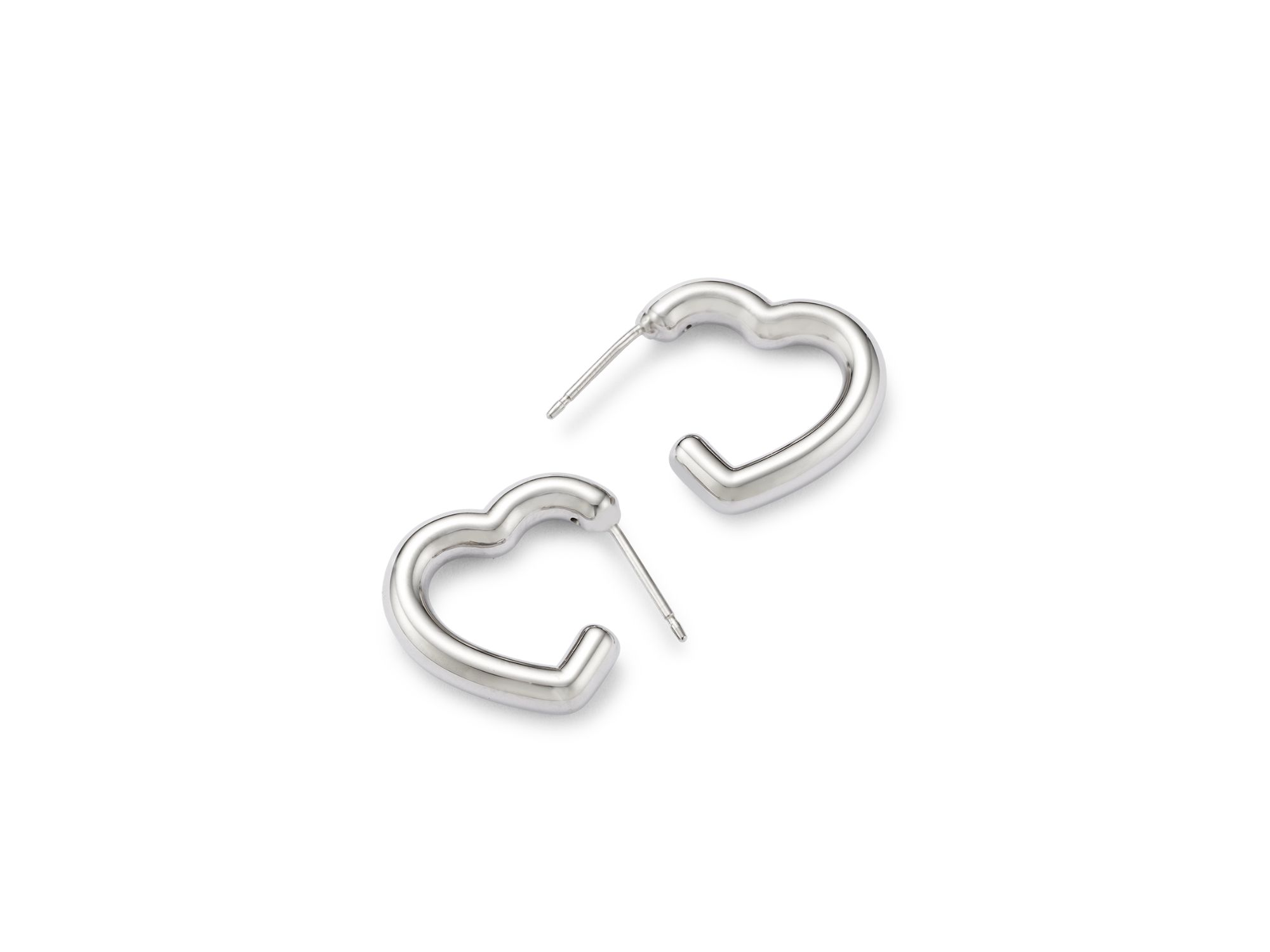 Open Heart J Hoop Earrings in Sterling — Image 3