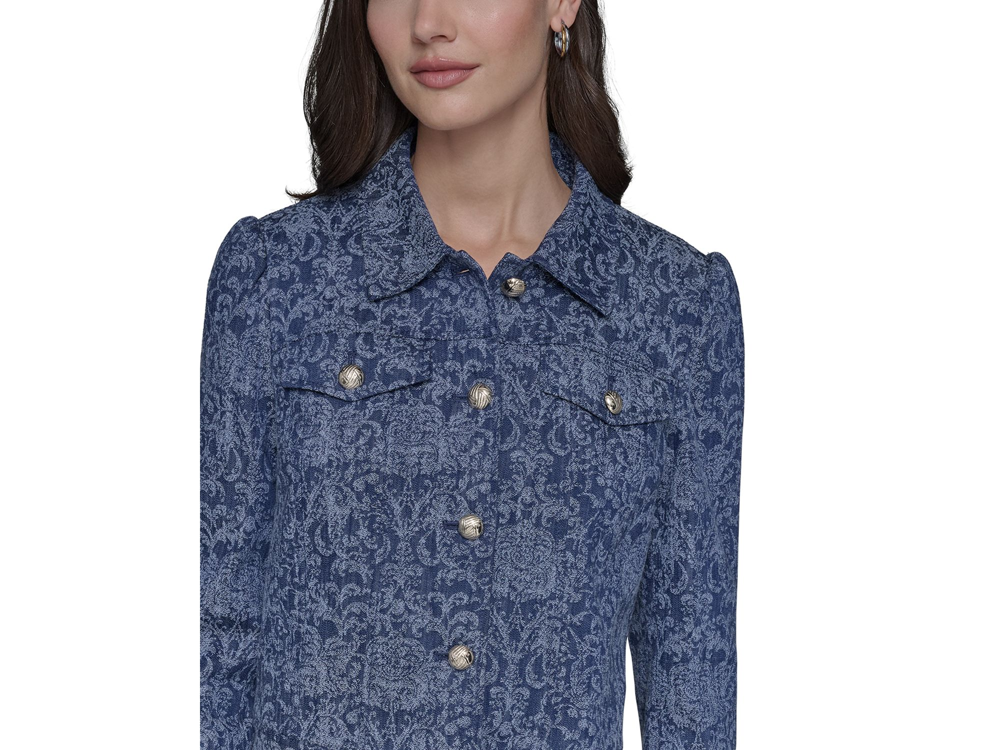 Cropped Motif Jean Jacket — Image 3