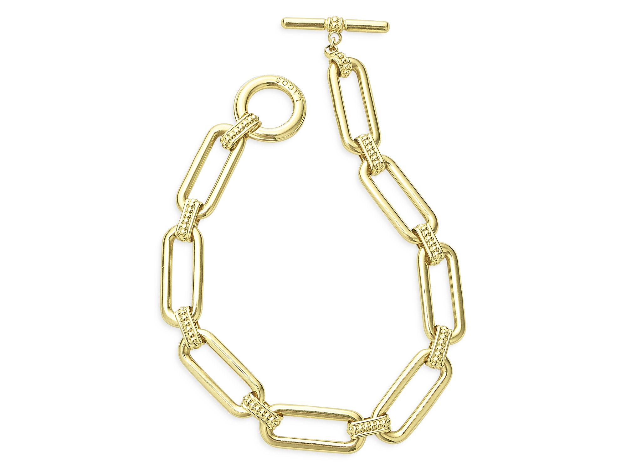 18K Yellow Gold Signature Caviar Link Bracelet — Image 4