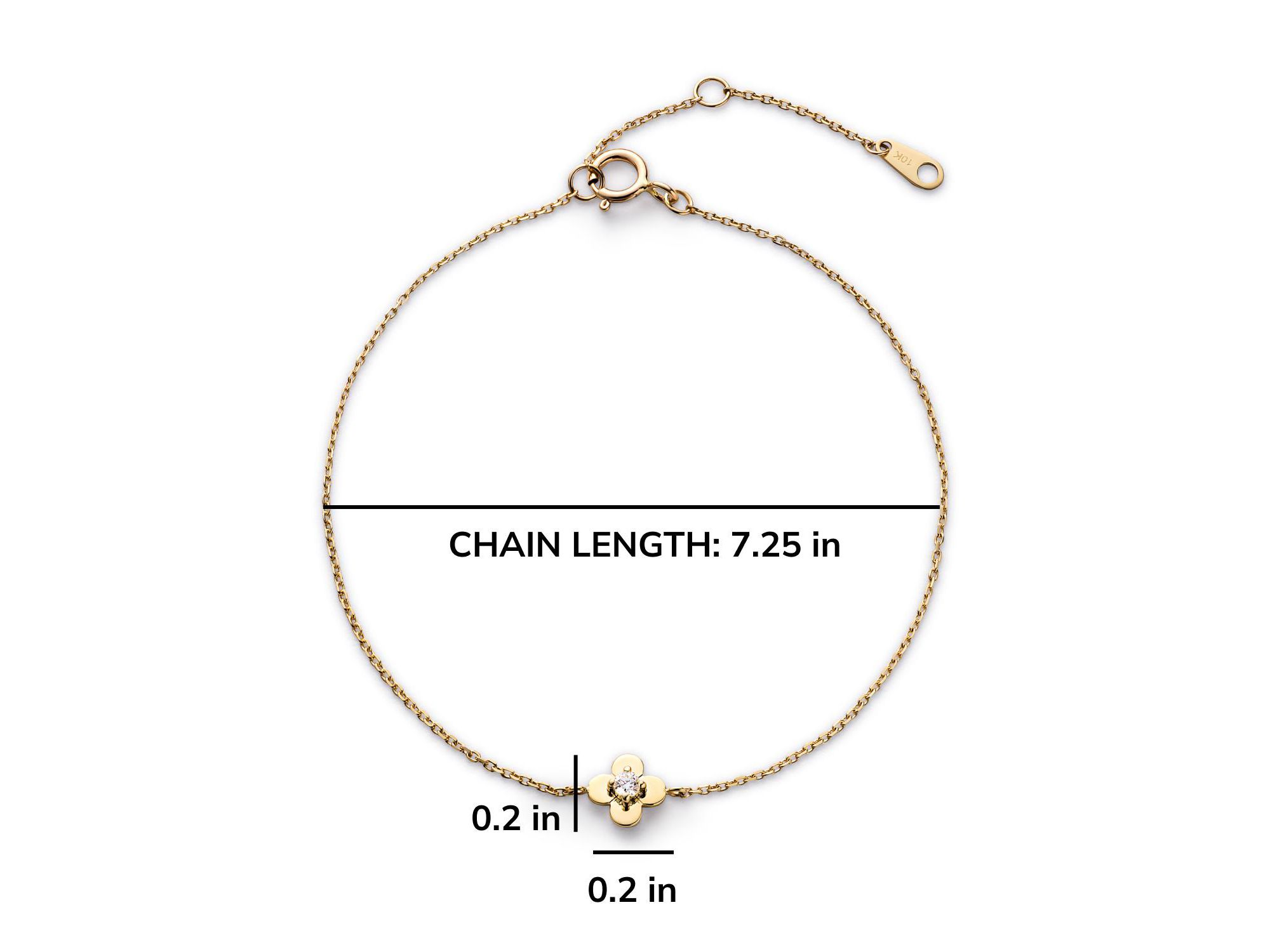 Solid Yellow Gold Mini Flower Bracelet — Image 4