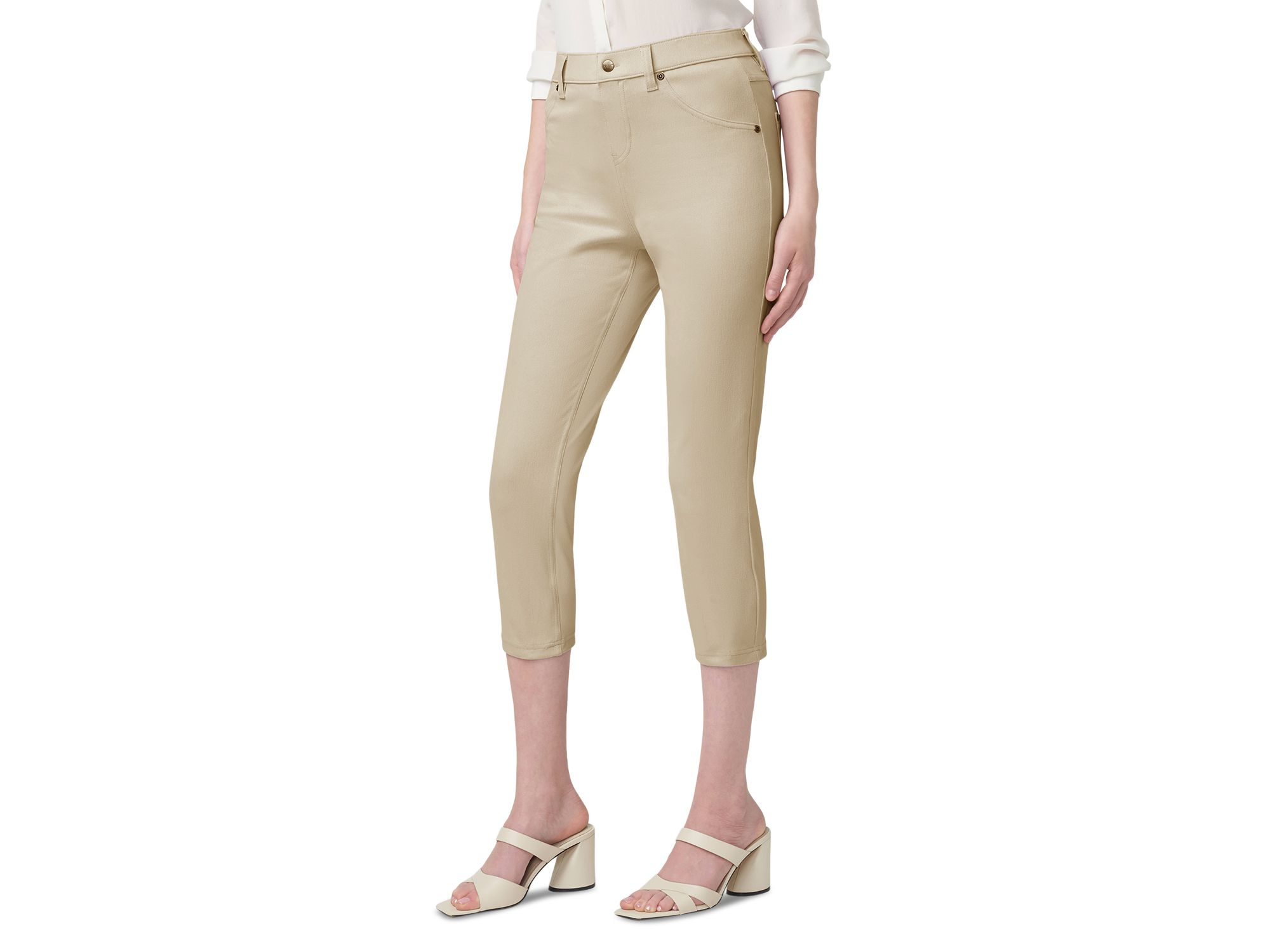 High Rise Ultra Soft Denim Capri Leggings in Medium Wash — Image 4