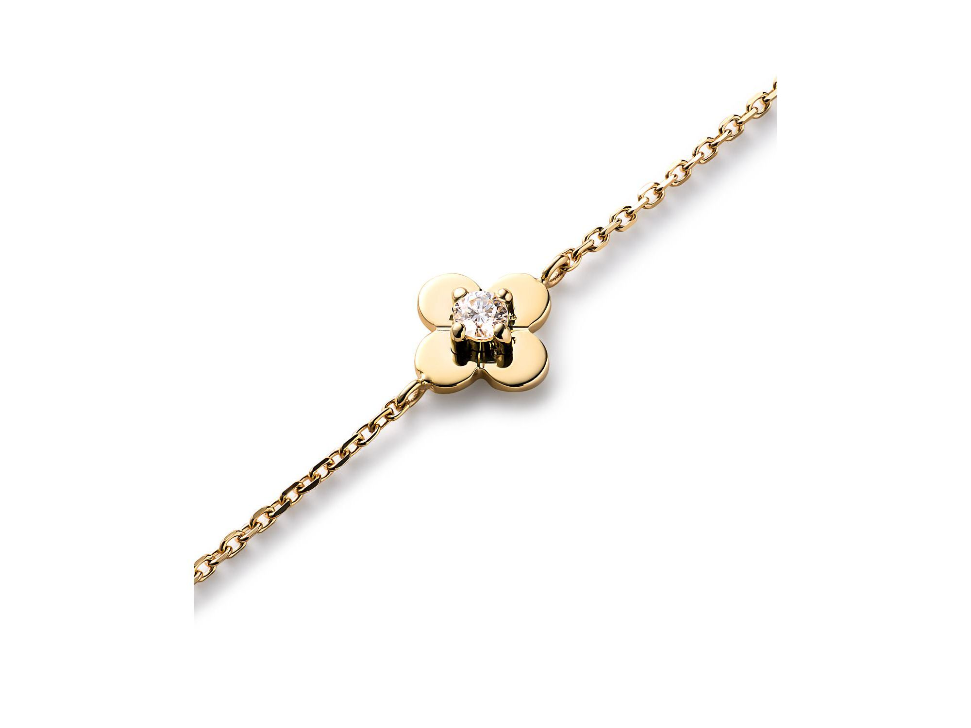 Solid Yellow Gold Mini Flower Bracelet — Image 5
