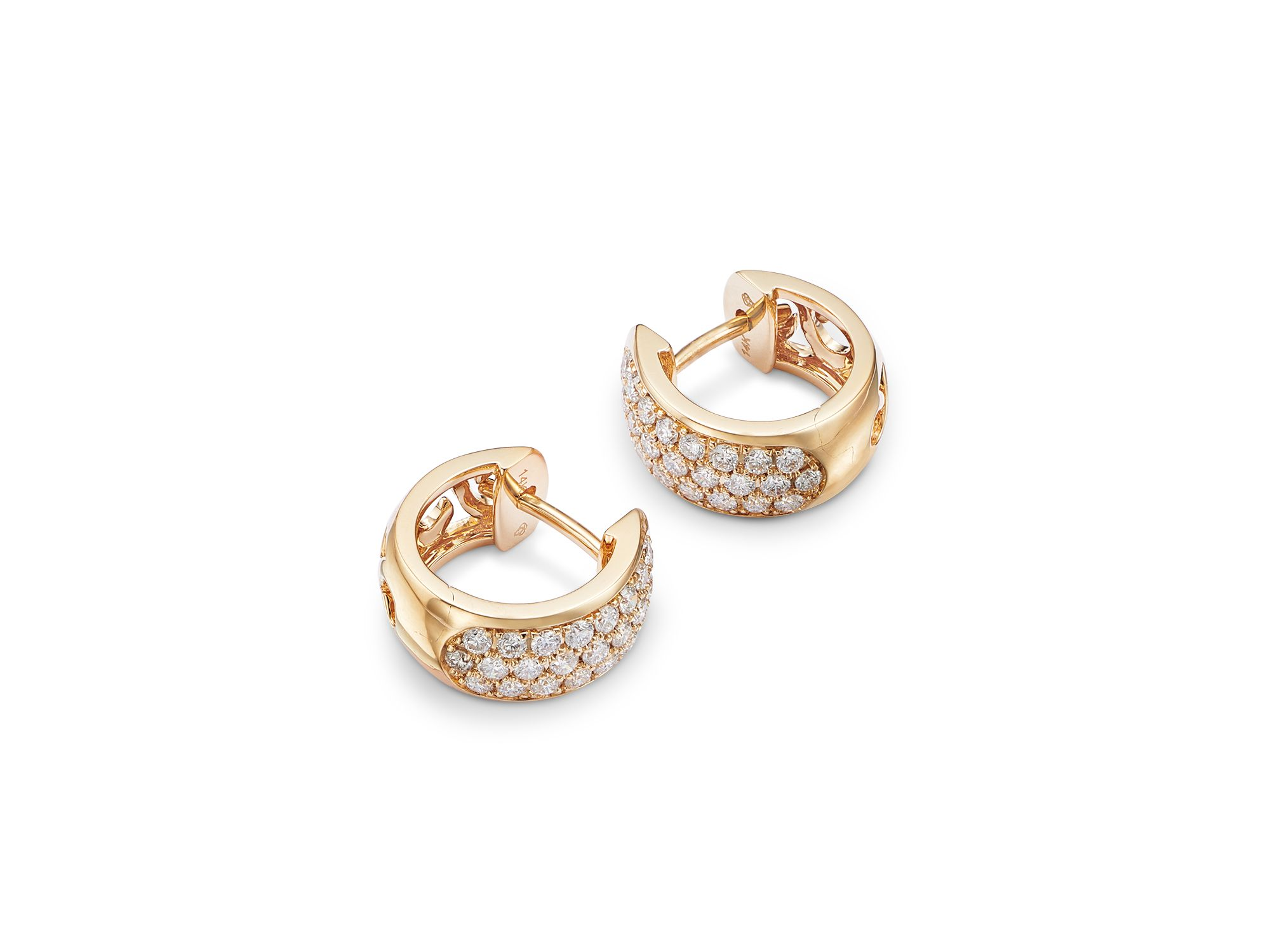 Diamond Pavé Huggie Hoop Earrings in 14K Yellow Gold, 0.45 tcw — Image 3