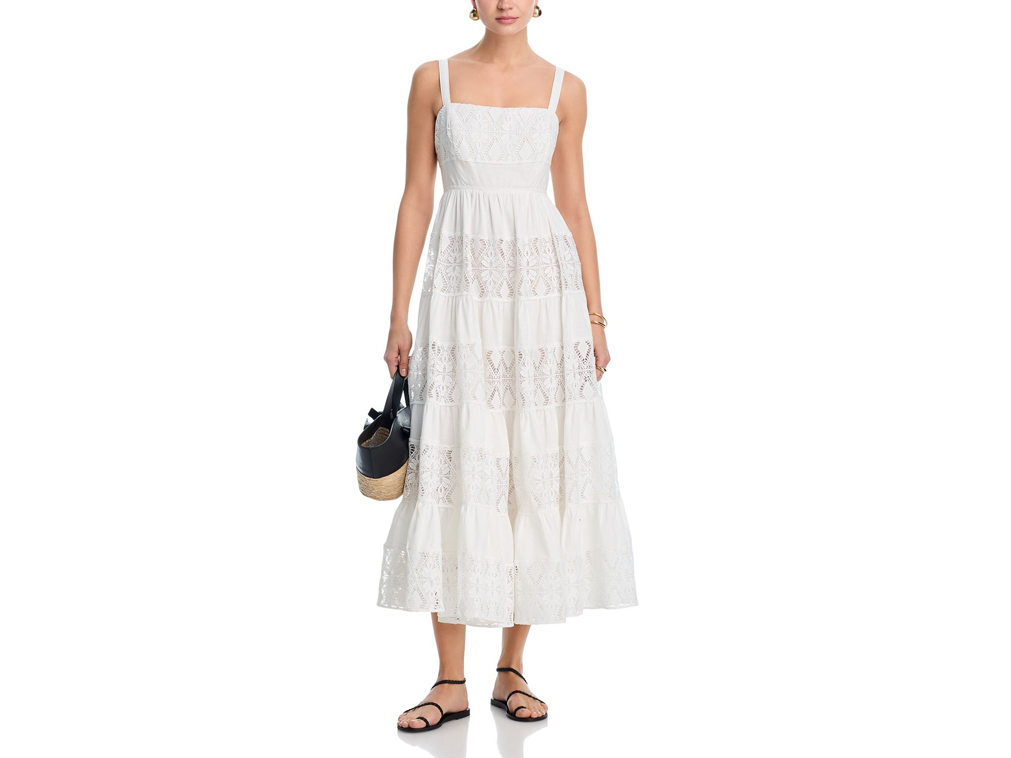 Lace Inset Tier Midi Dress - Exclusive — Image 3