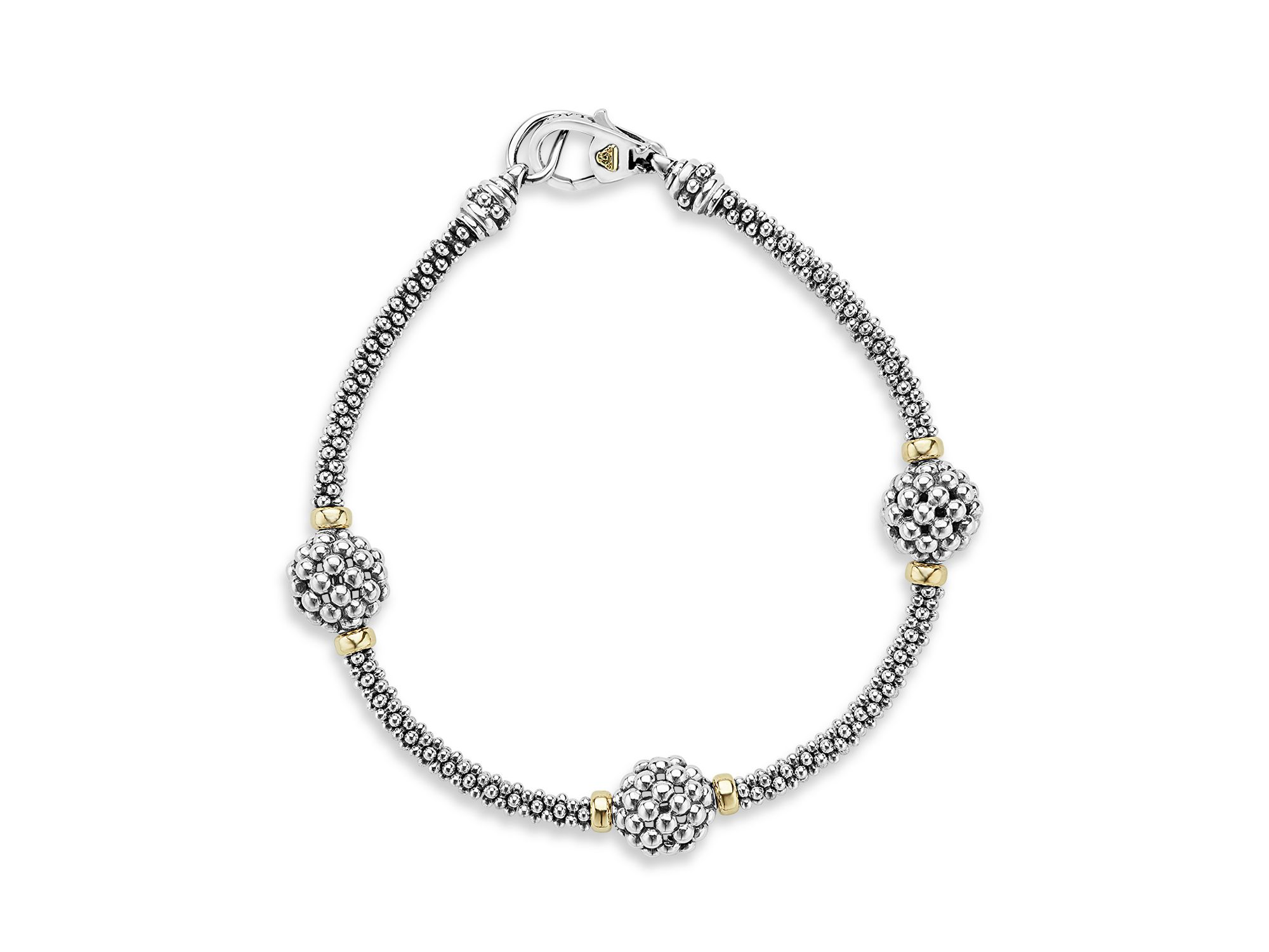 Sterling Silver Bracelet with Caviar Stations — Image 3