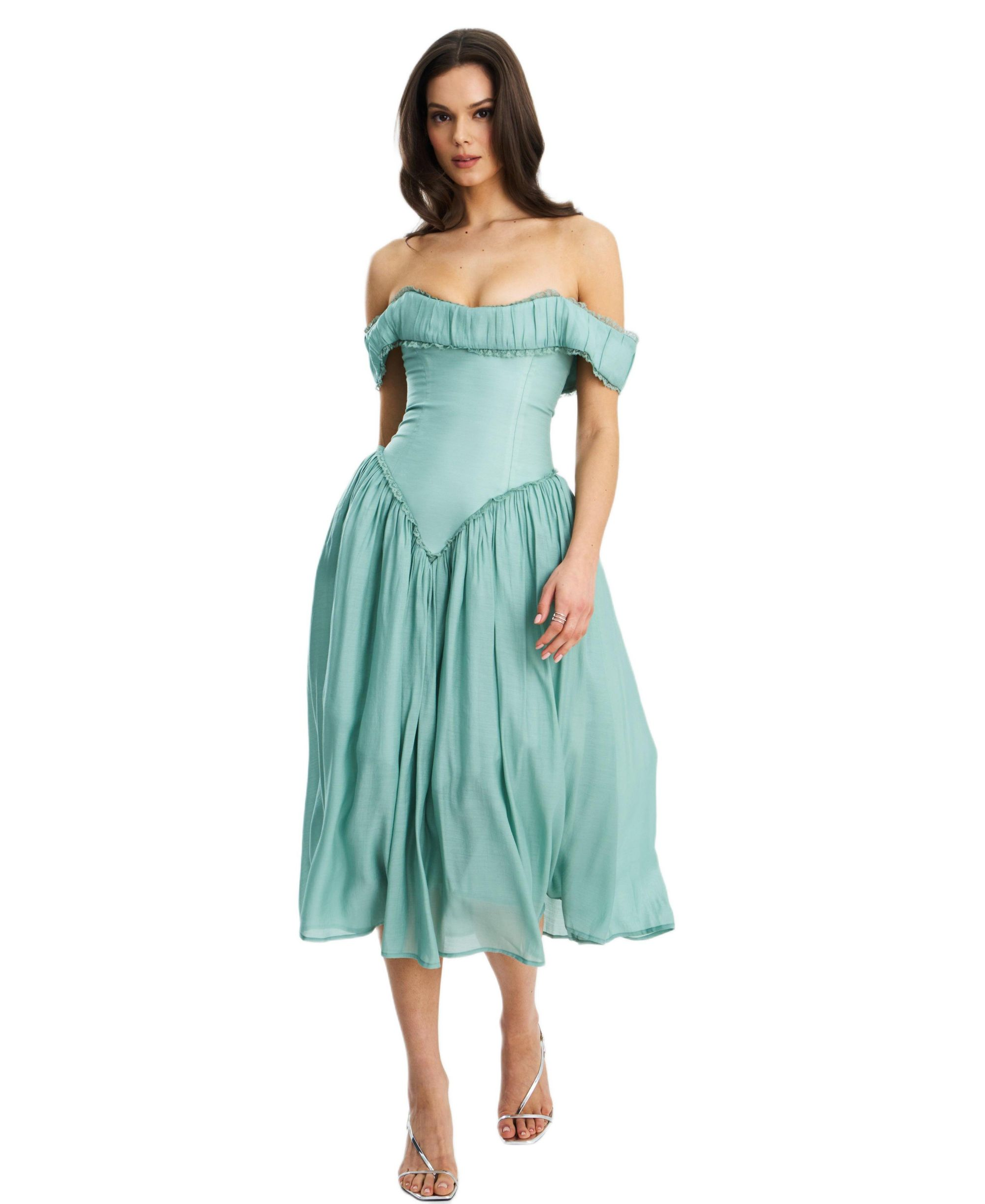 Xavy Rayon Off Shoulder Corset Midi Dress — Image 8