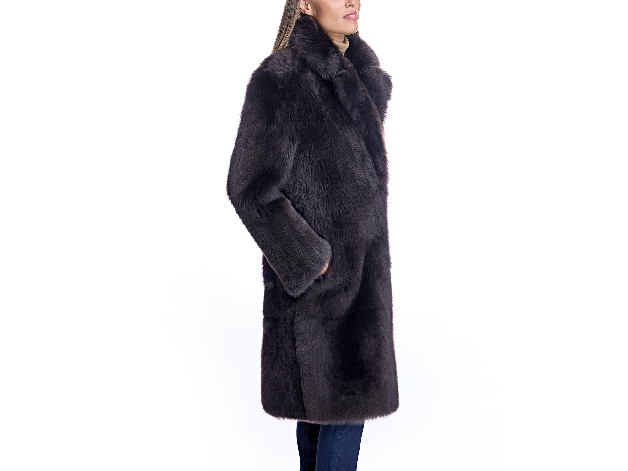 Shearling Coat with Notch Collar — Image 4