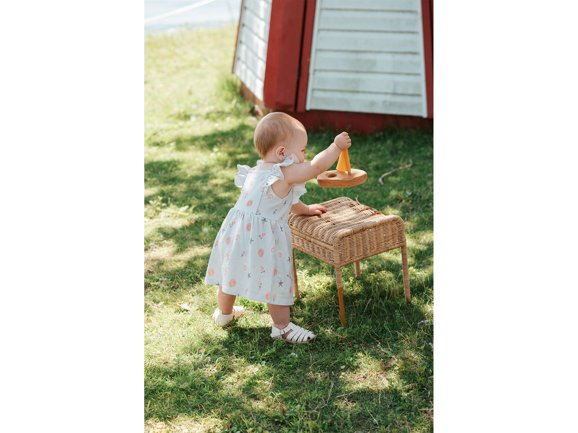 Girls' Seashell Print Bodysuit Dress - Baby — Image 3
