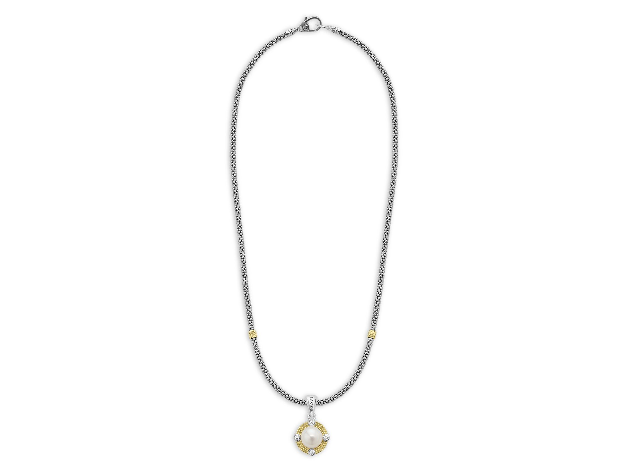 18K Yellow Gold & Sterling Silver Luna Cultured Freshwater Pearl & Diamond Pendant Necklace Collection — Image 5