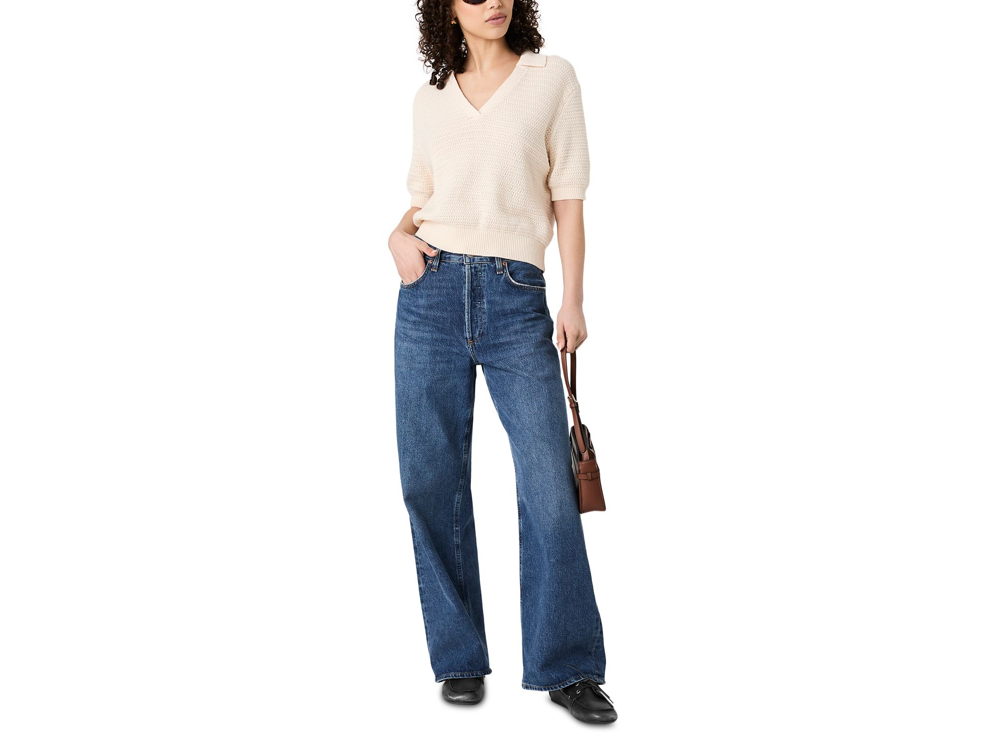 V Neck Collar Short Sleeve Sweater — Image 5