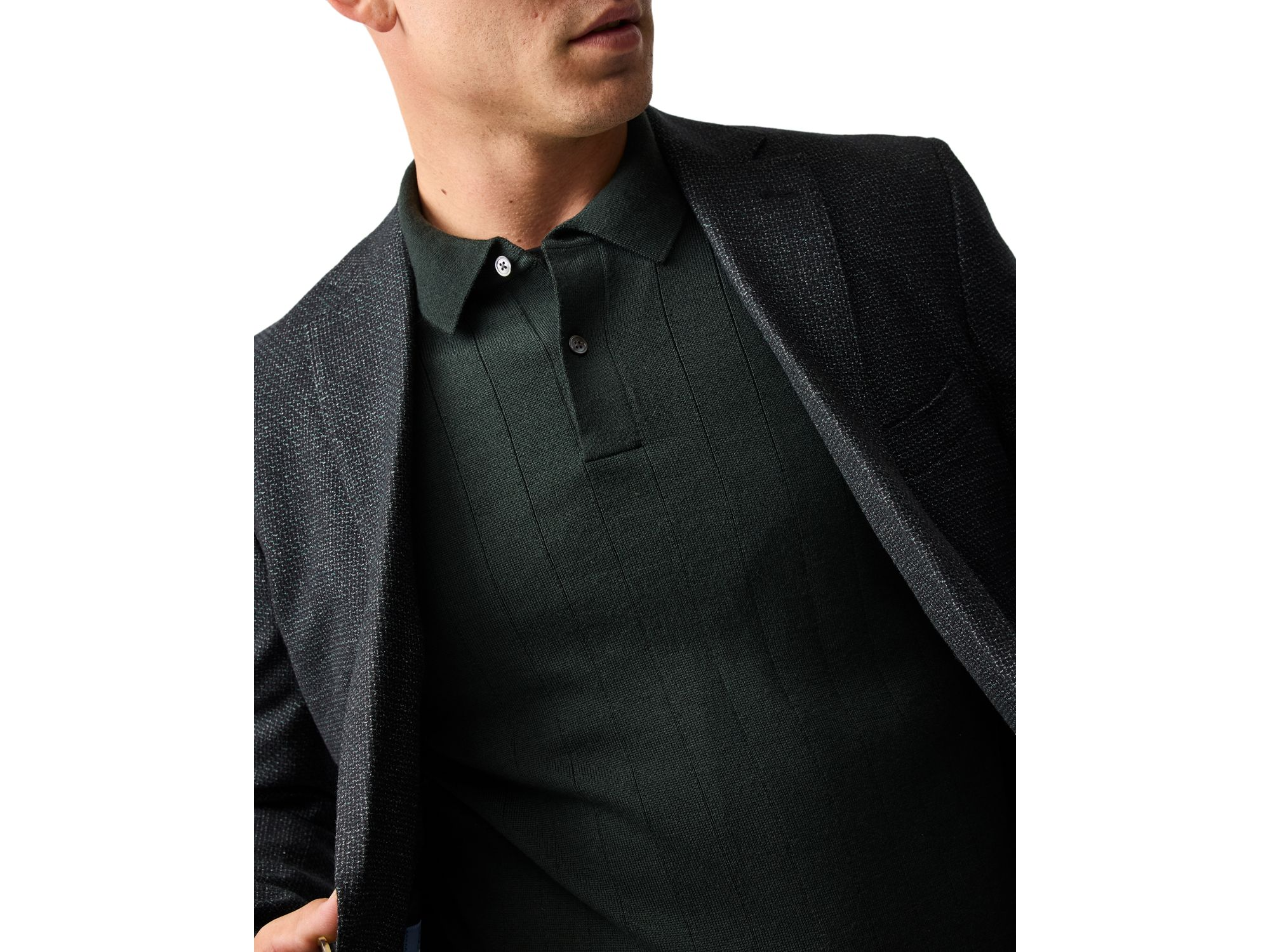 Murdoch Textured Wool Polo Sweater — Image 3