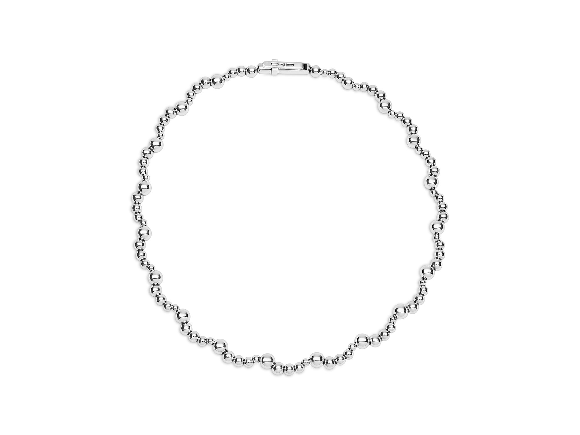 Sterling Caviar Bubbly Scalloped Beaded Collar Necklace, 18" — Image 3