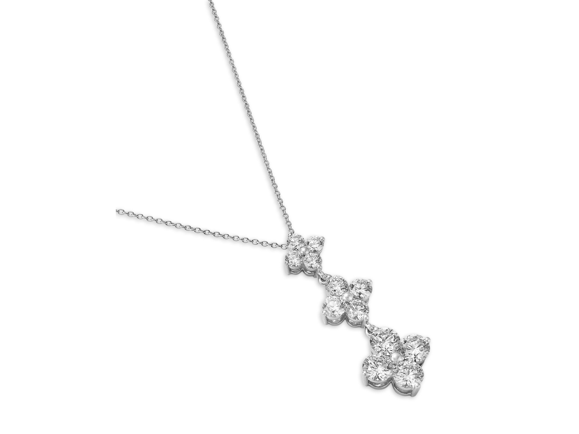 Diamond Triple Tier Pendant Necklace in 14K White Gold, 3.5 tcw — Image 3