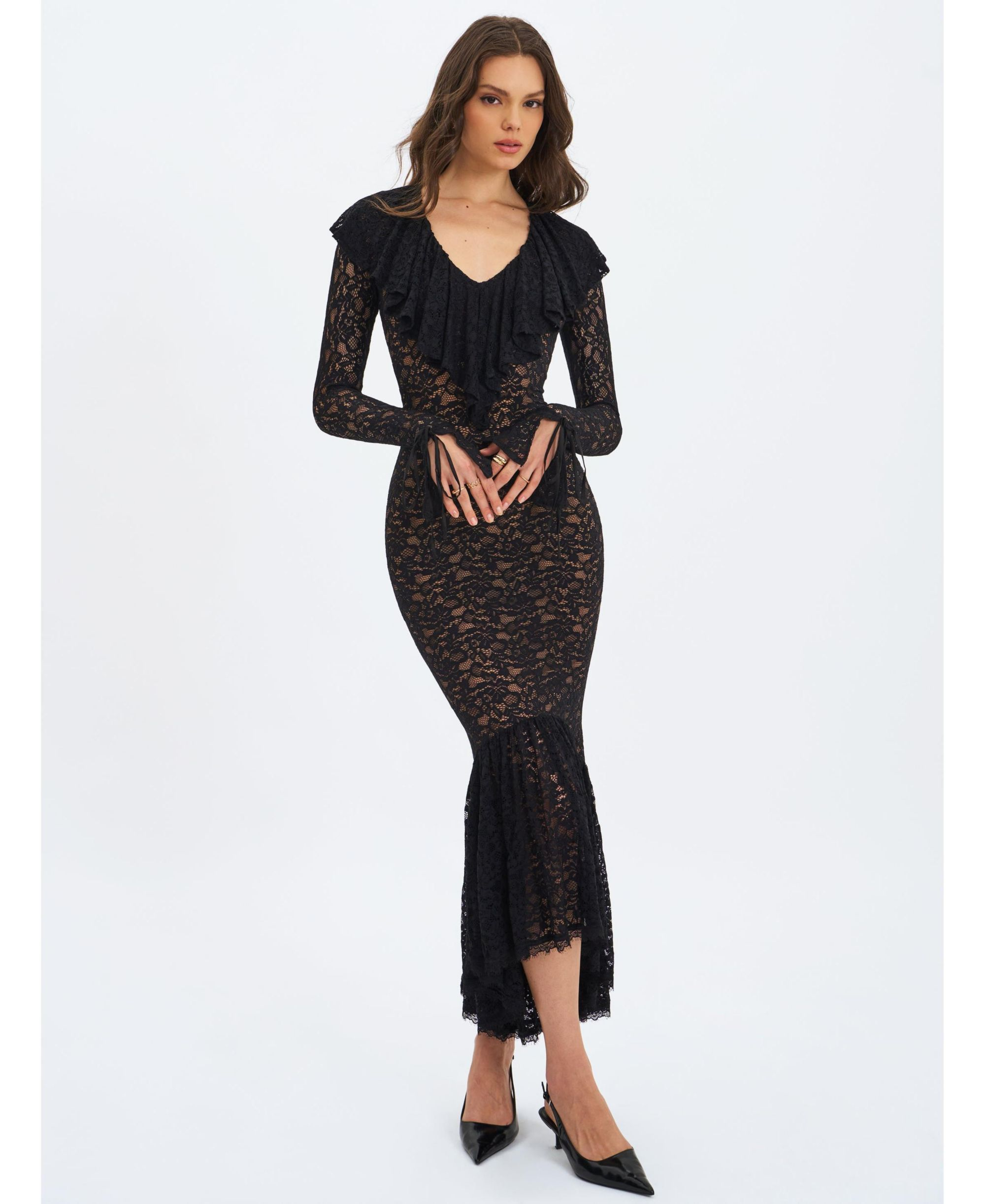 Parisa Lace Ruffled Mermaid Maxi Dress — Image 10