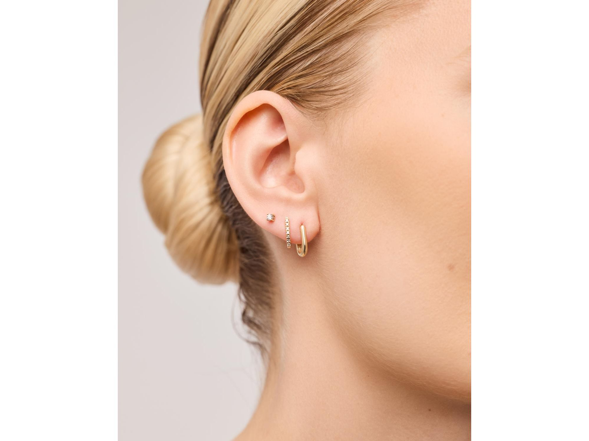 Gold Mini Oval Hoop Earrings — Image 3