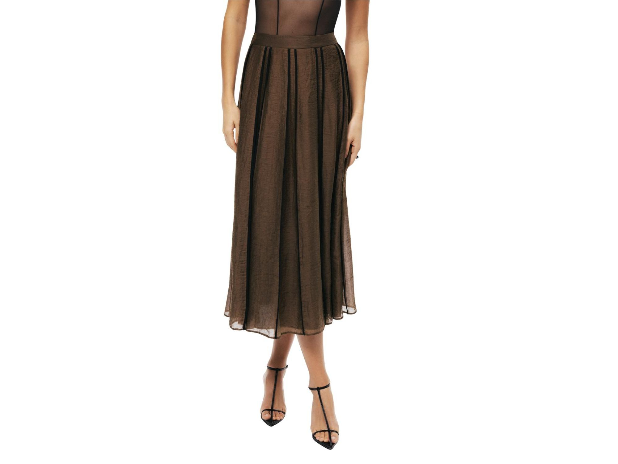 Sheer Pleated Midi Skirt — Image 5