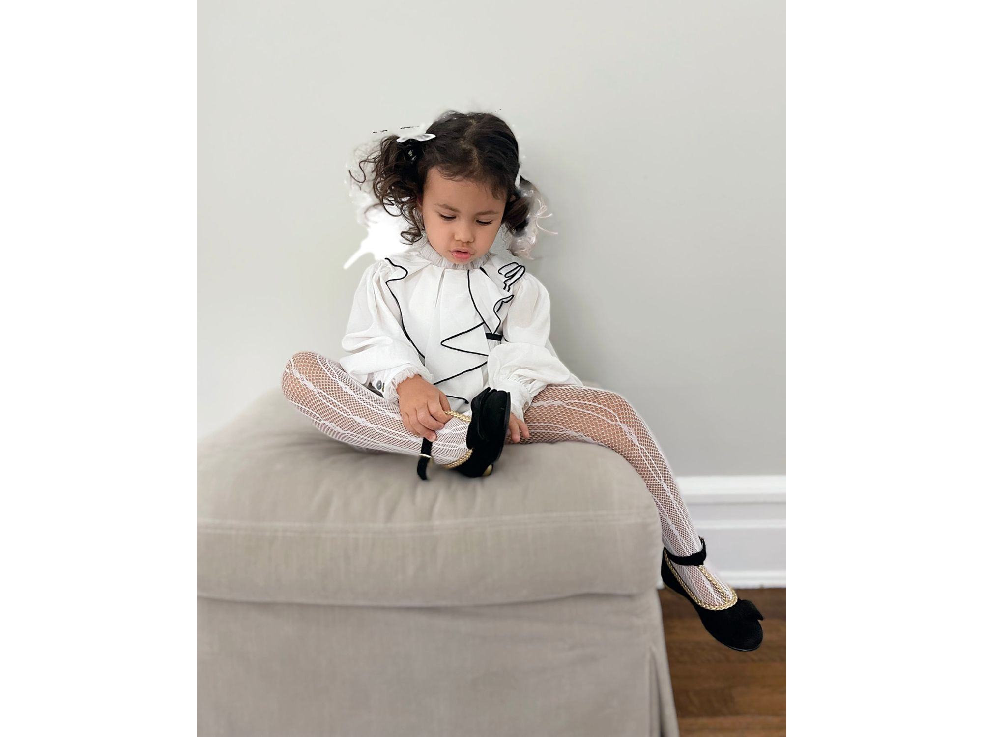 Unisex Petite Maison Gwen Romper with Cascading Black Trim Ruffle — Image 17