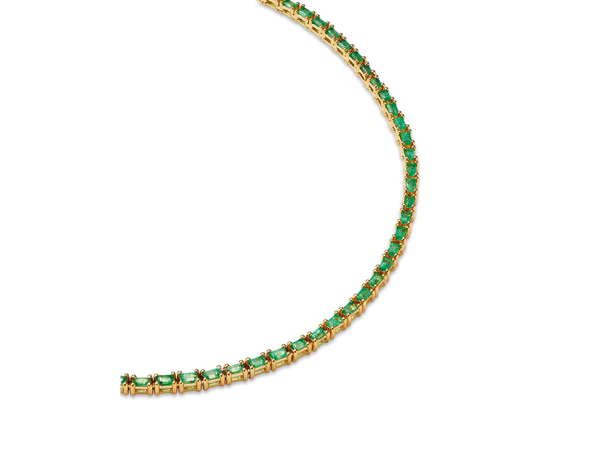 Emerald Tennis Necklace in 14K Yellow Gold, 16.5" — Image 3