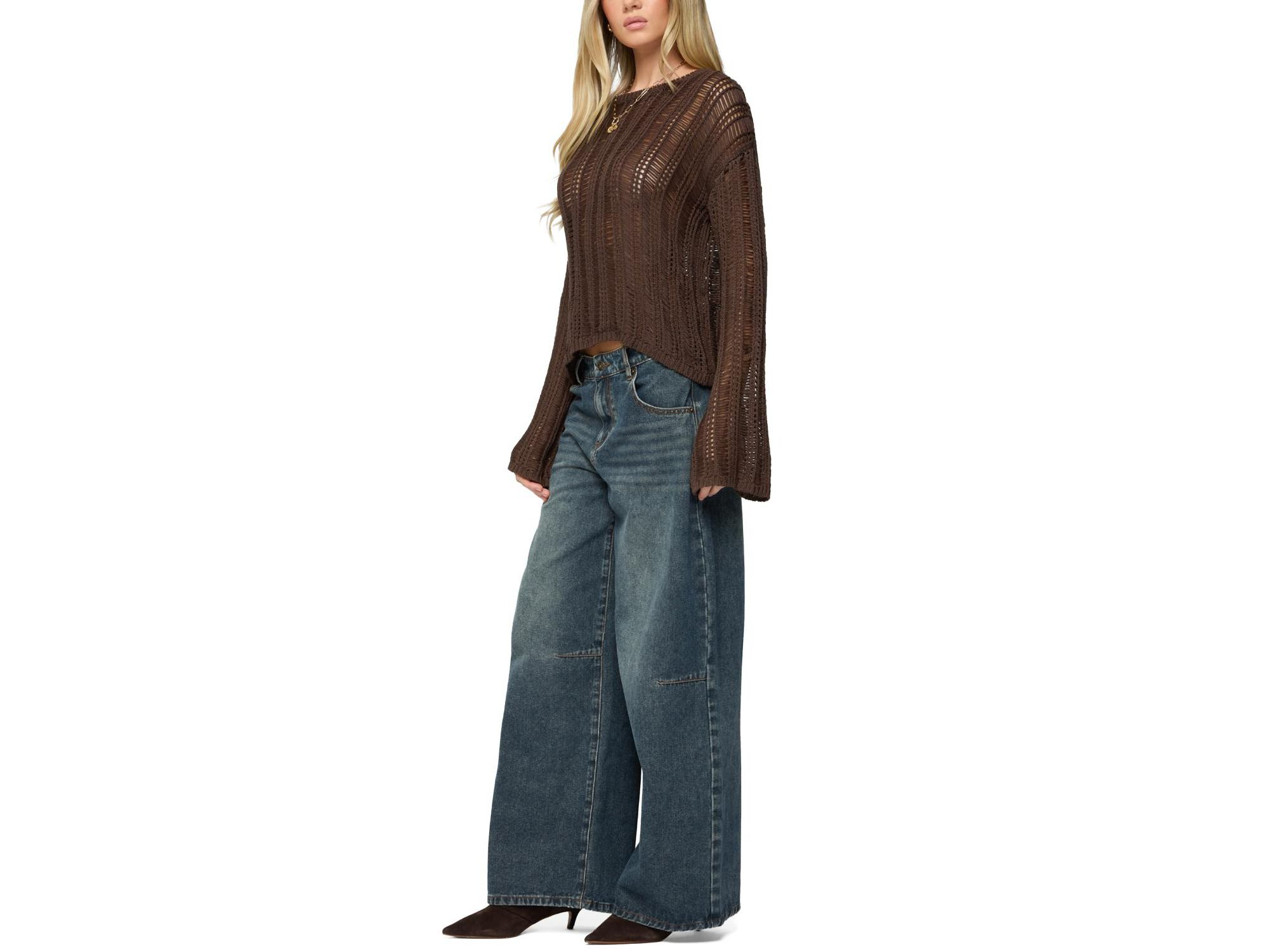Jaide Sheer Ladder Knit Sweater — Image 5