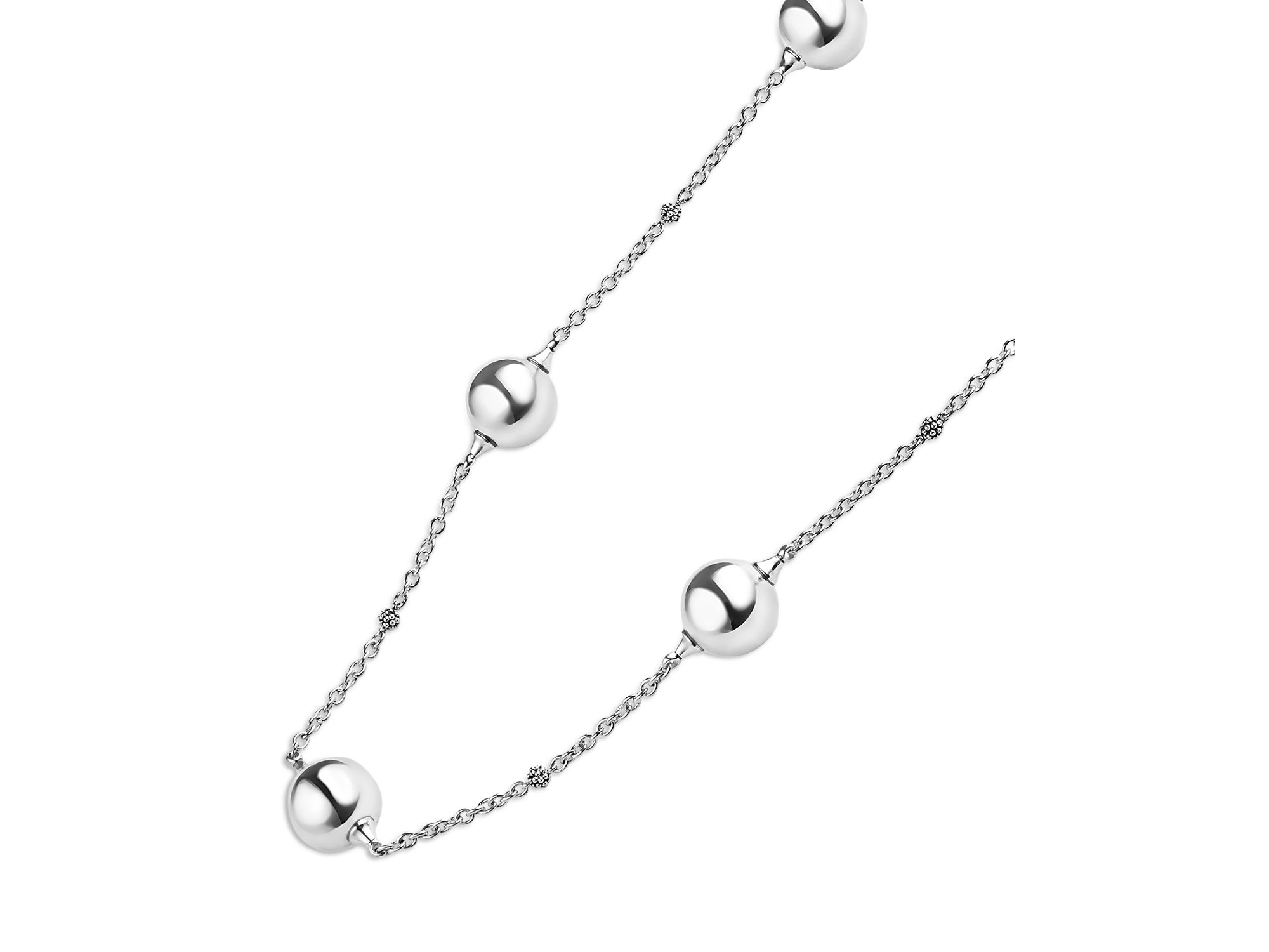 Sterling Caviar Bubbly Bead Station Necklace, 18" — Image 3