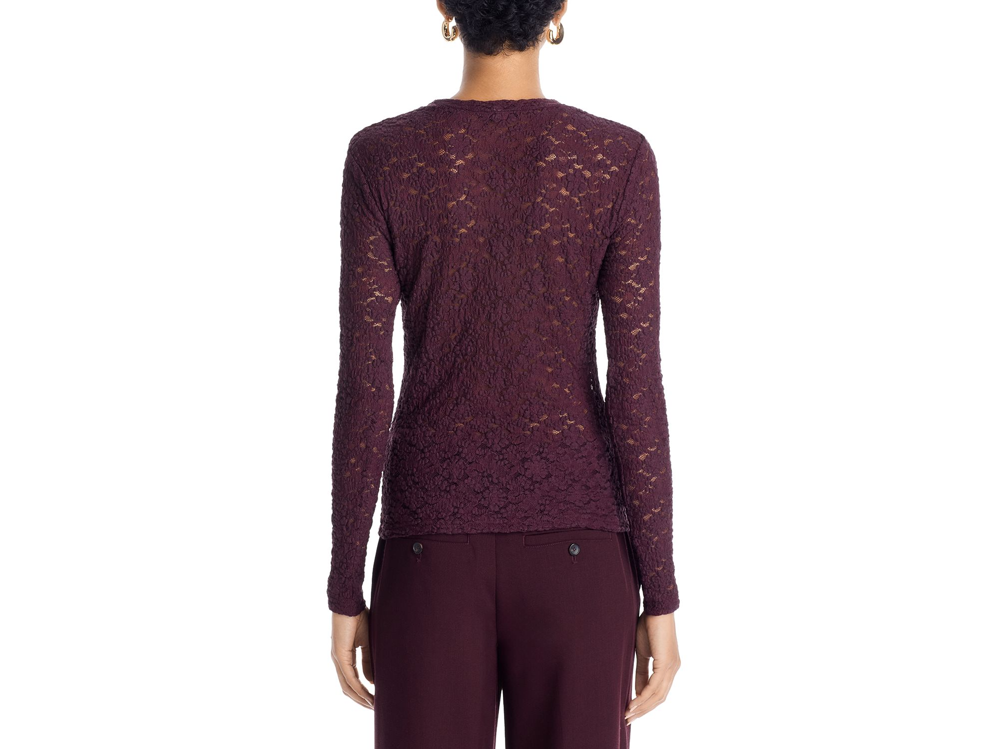 Puckered Lace Long Sleeve Top - Exclusive — Image 3