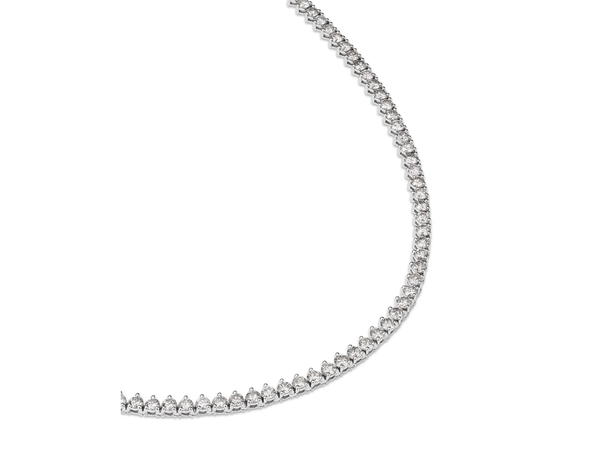 Diamond Tennis Necklace in 14K White Gold, 10.0 tcw — Image 3