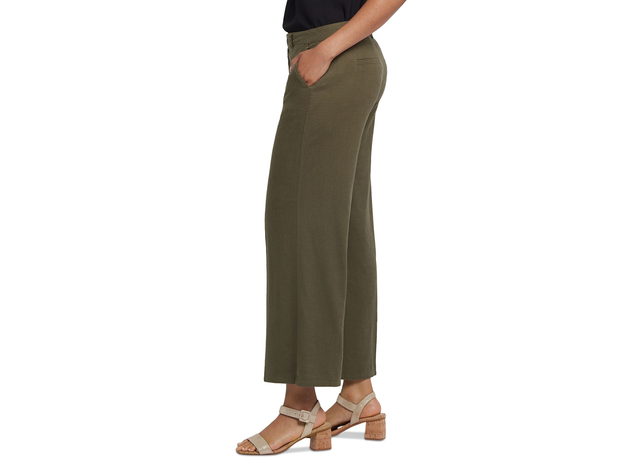 Linen Blend Morgan Wide Leg Trousers — Image 3