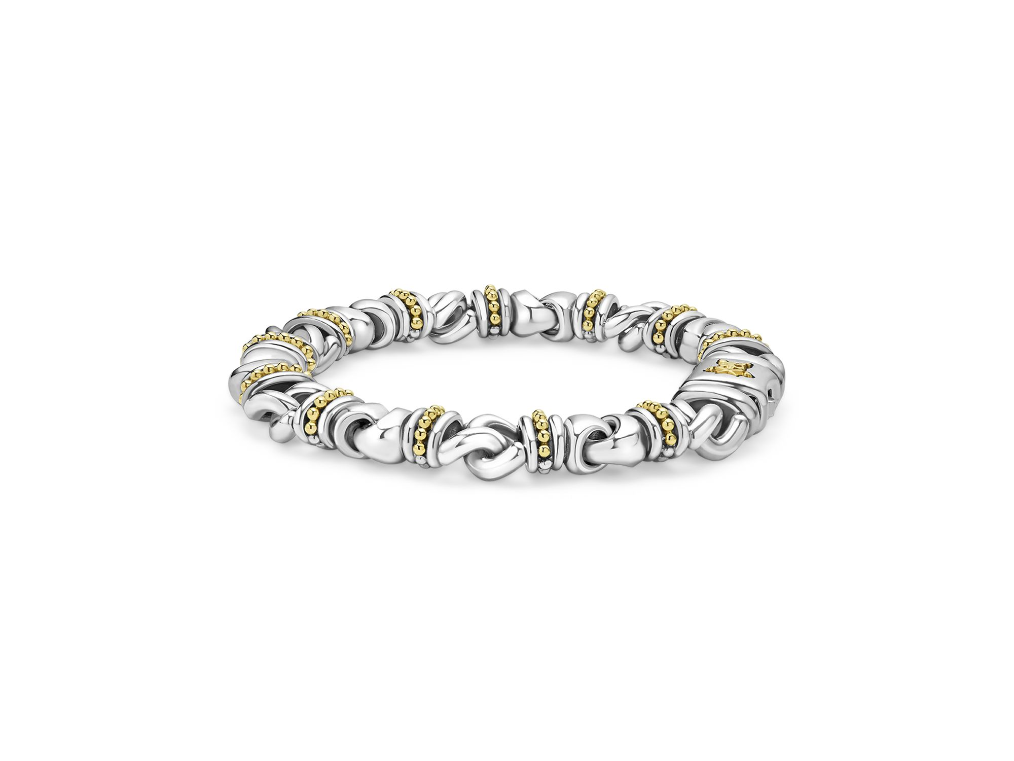 Men's 18K Yellow Gold & Sterling Silver Anthem Beaded Link Bracelet - Exclusive — Image 4