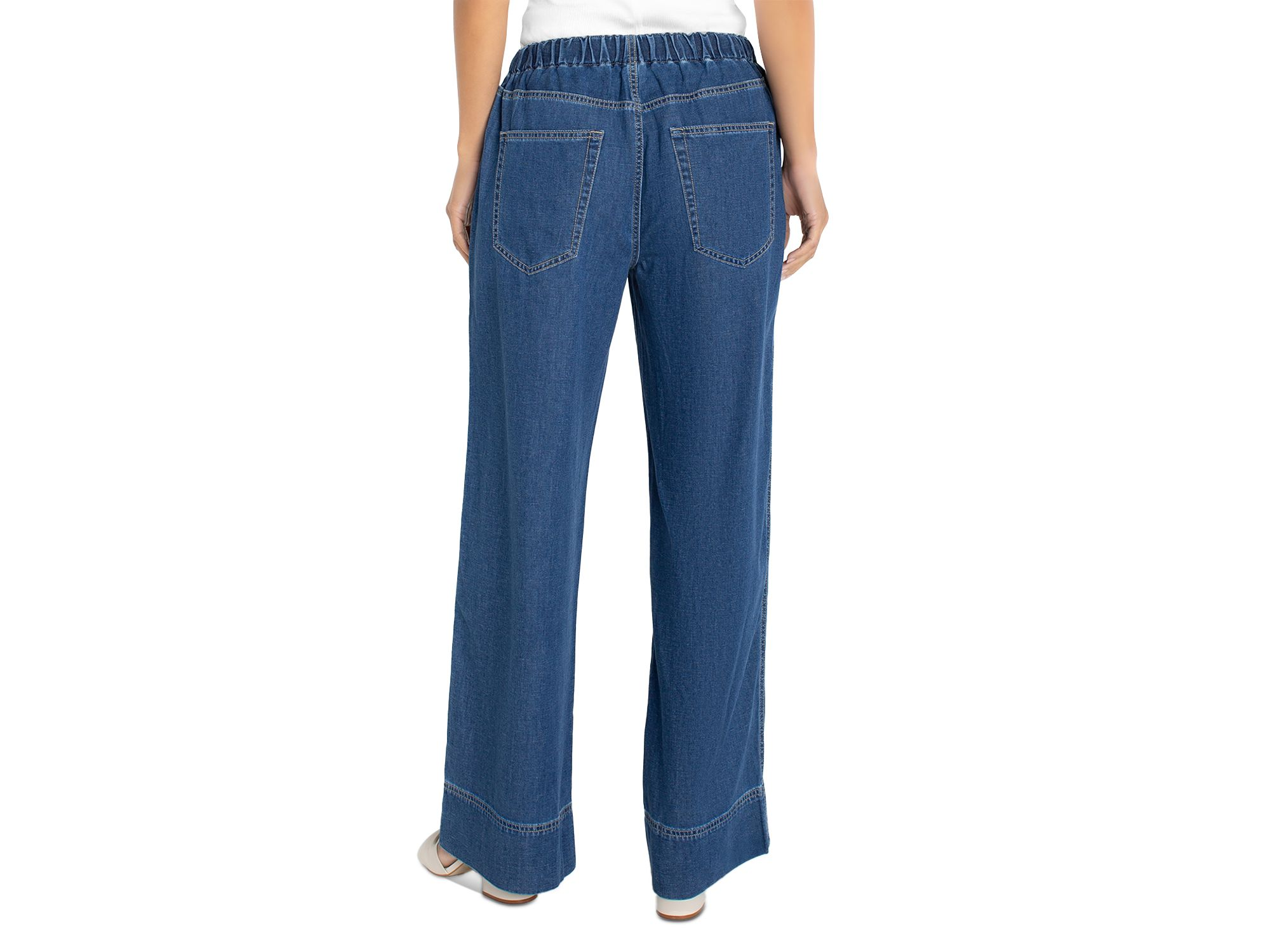 Mid Rise Tie Waist Wide Leg Jeans in Wilder — Image 3