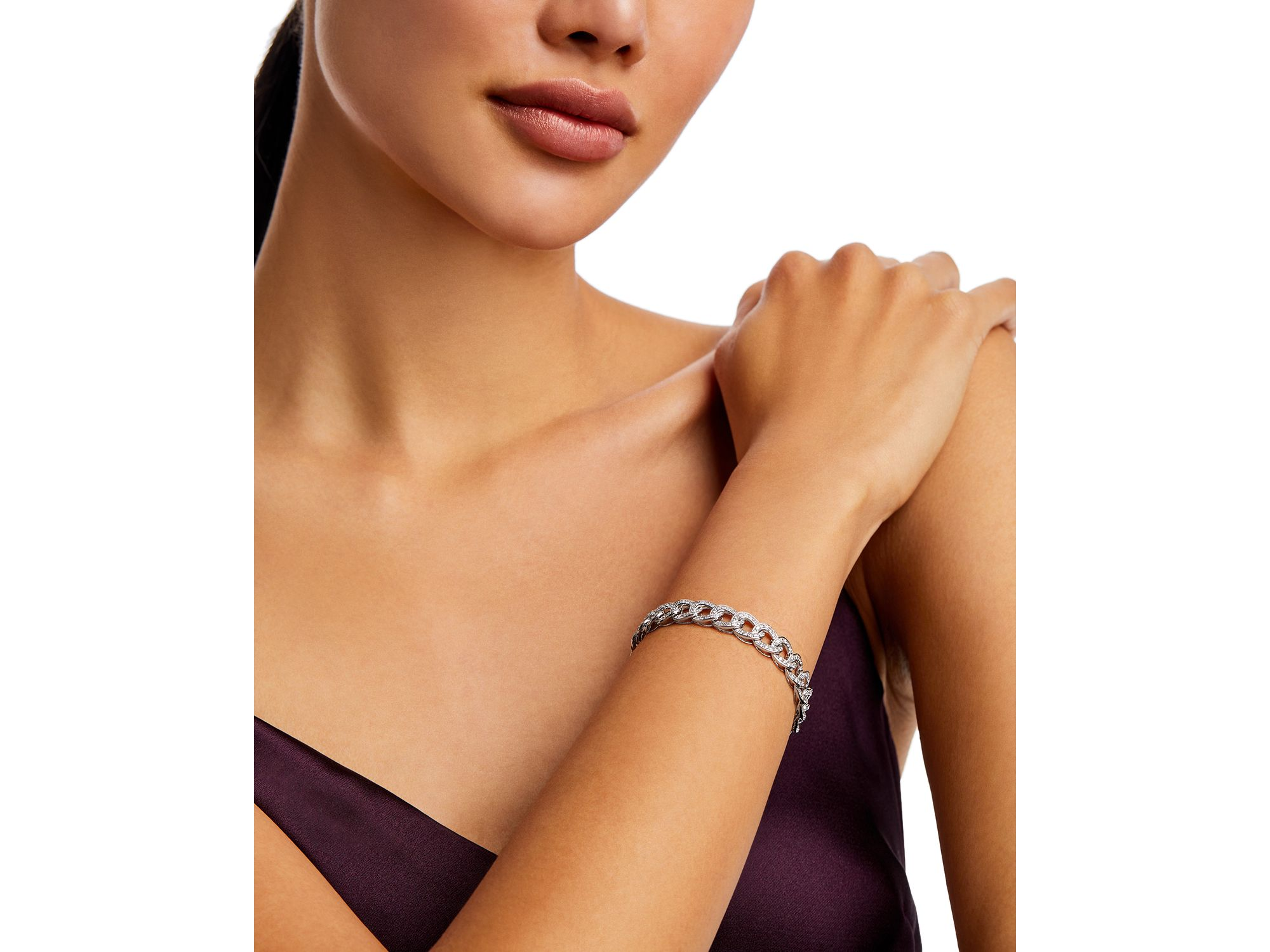 Diamond Chain Link Bracelet in 14K White Gold, 3.0 tcw — Image 3