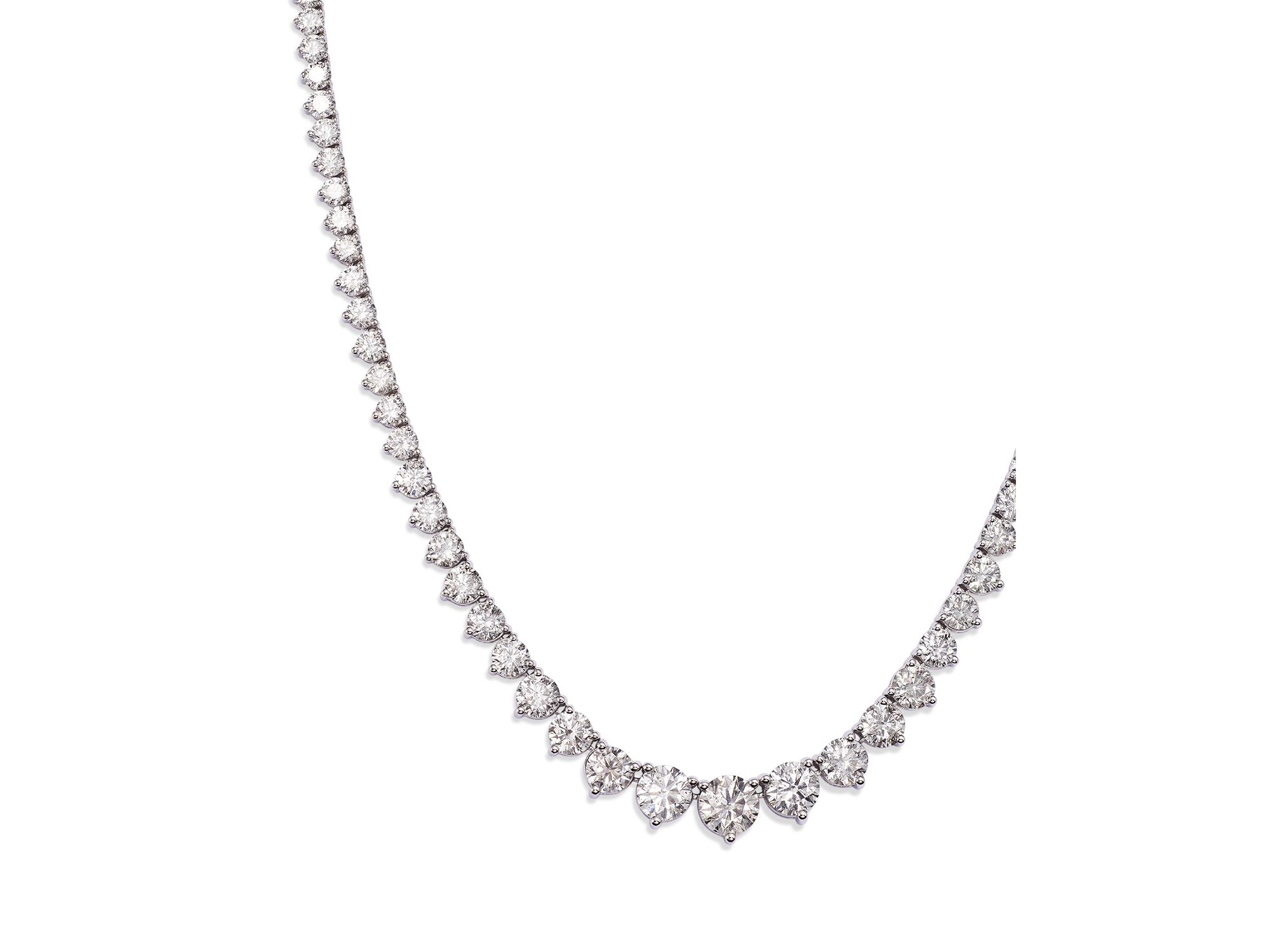 Diamond Graduated Tennis Necklace in 14K White Gold, 15.0 tcw — Image 3