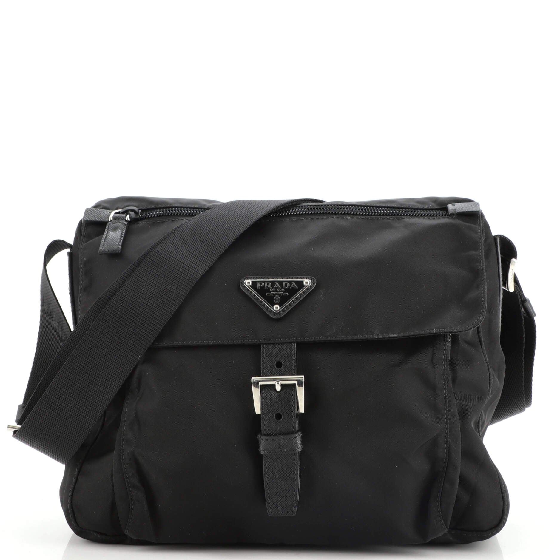 Zip Buckle Messenger Bag Tessuto Small