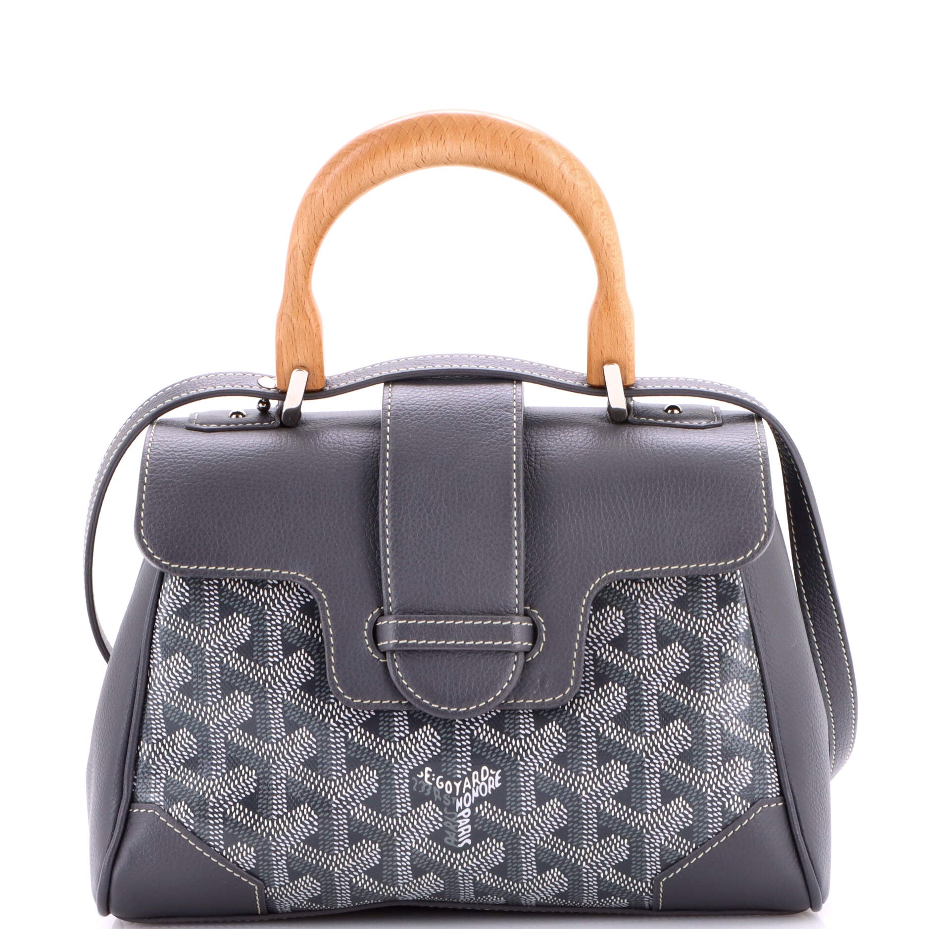 Saigon Top Handle Bag Coated Canvas with Leather Mini