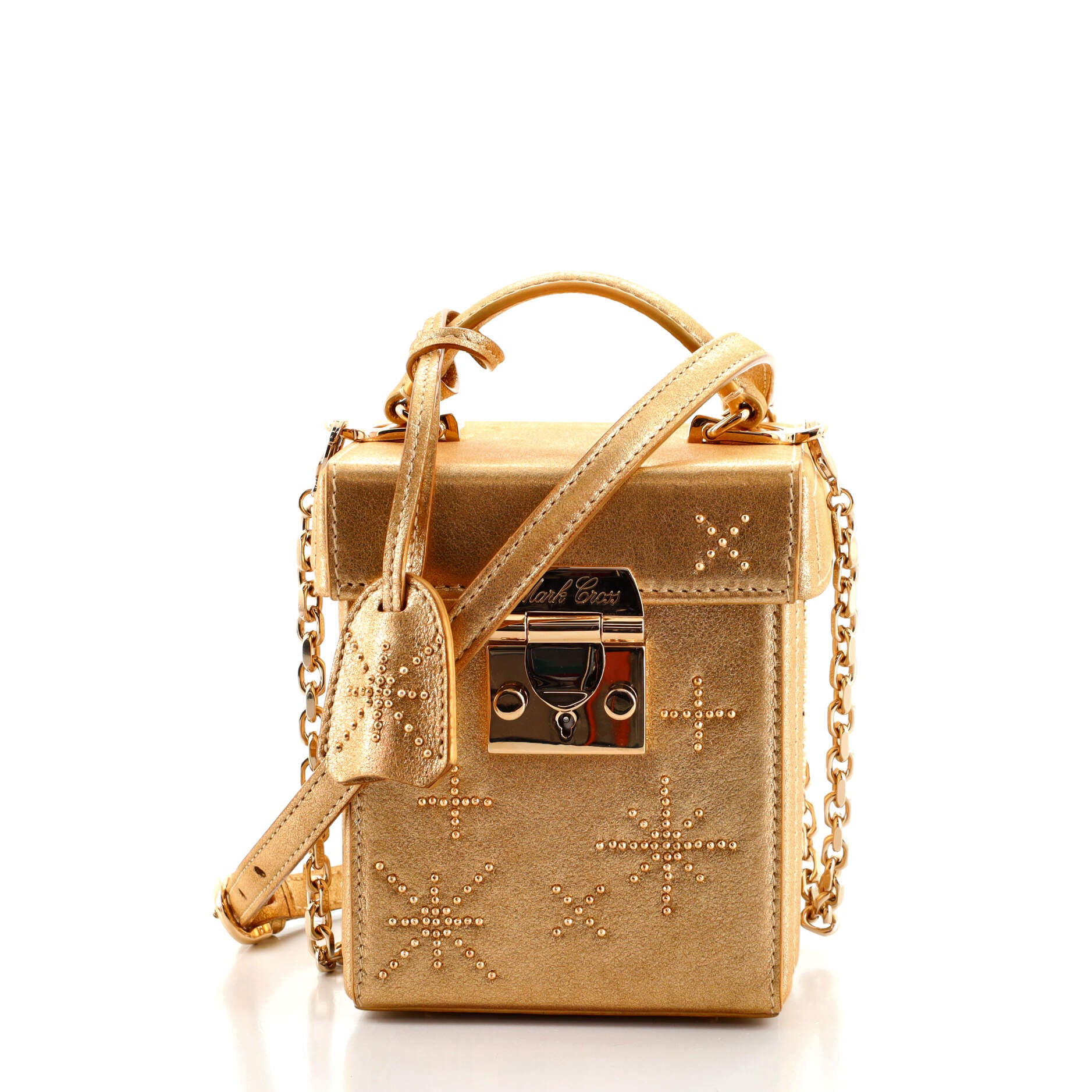 Grace Cube Box Bag Crystal Embellished Metallic Leather